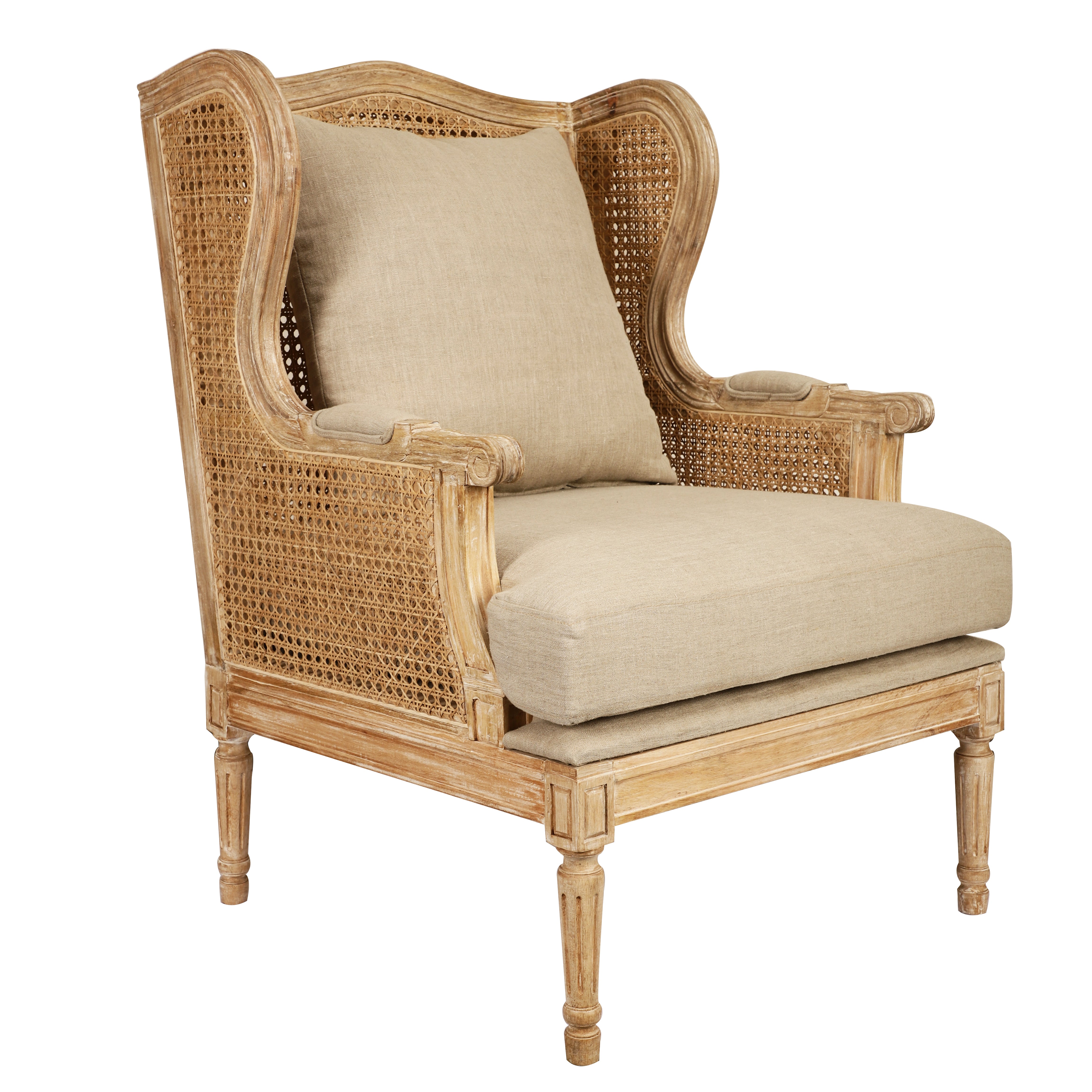 Cane Arm Chair and Ottoman