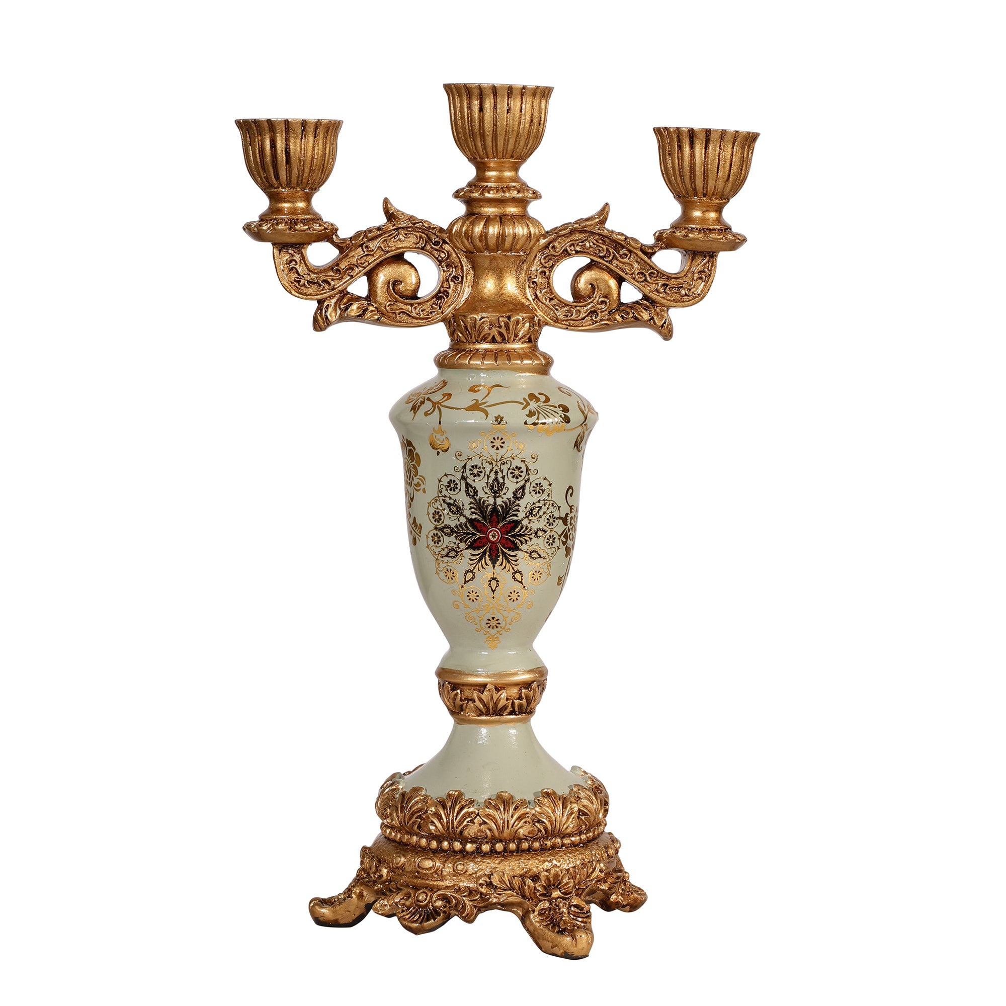 Regalia Gold and Blue Grey Ceramic Candle Stand