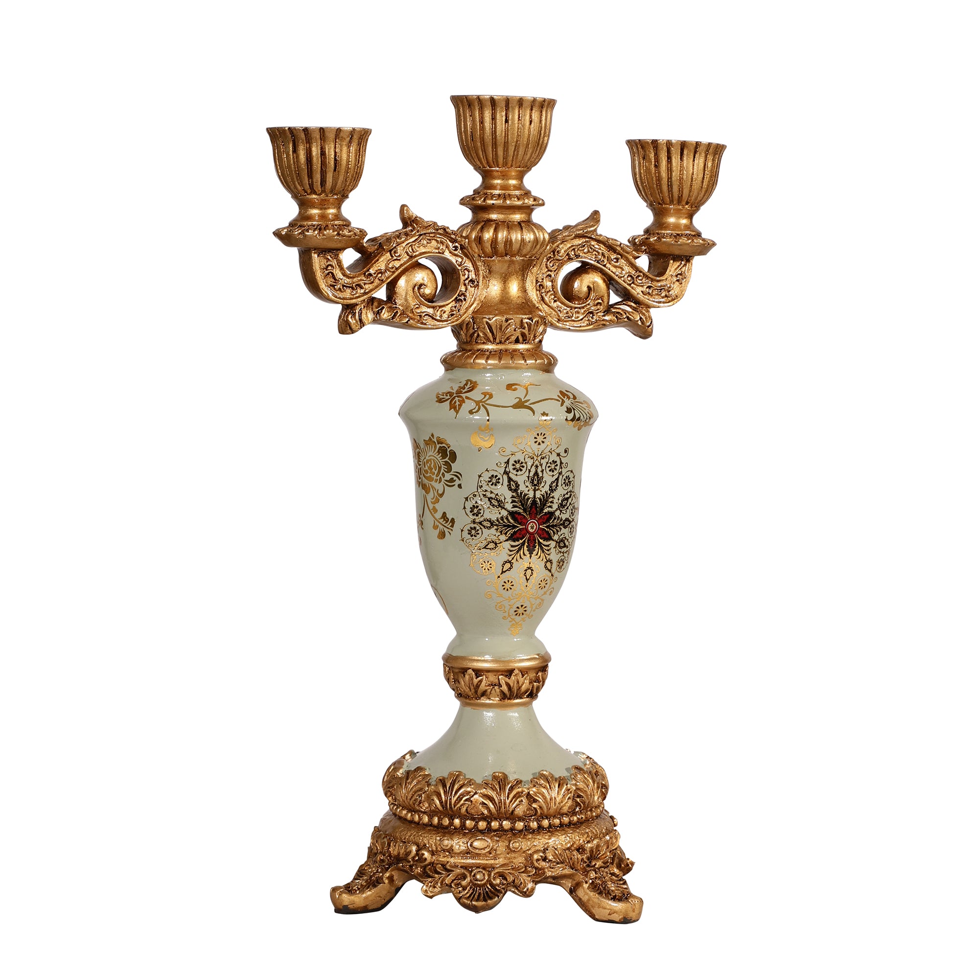 Regalia Gold and Blue Grey Ceramic Candle Stand