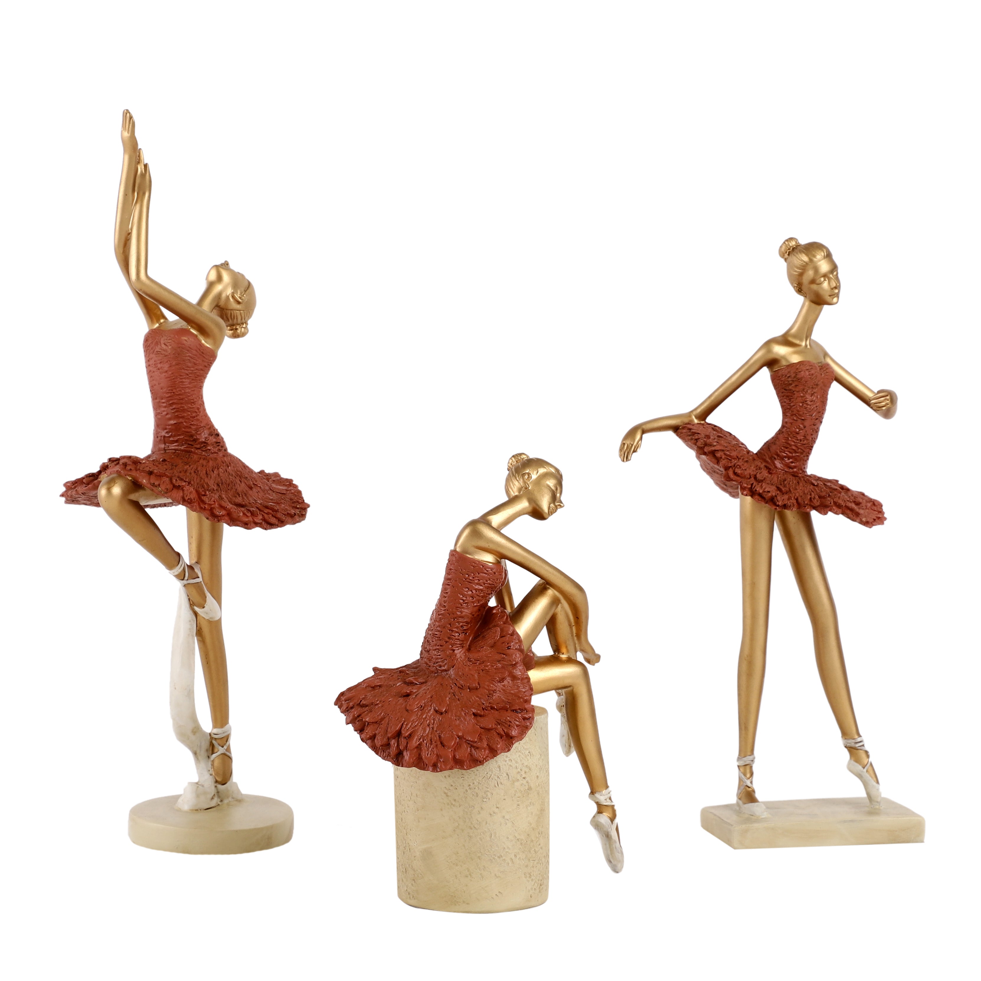 Three Pose Ballerina Dancers (Orange)