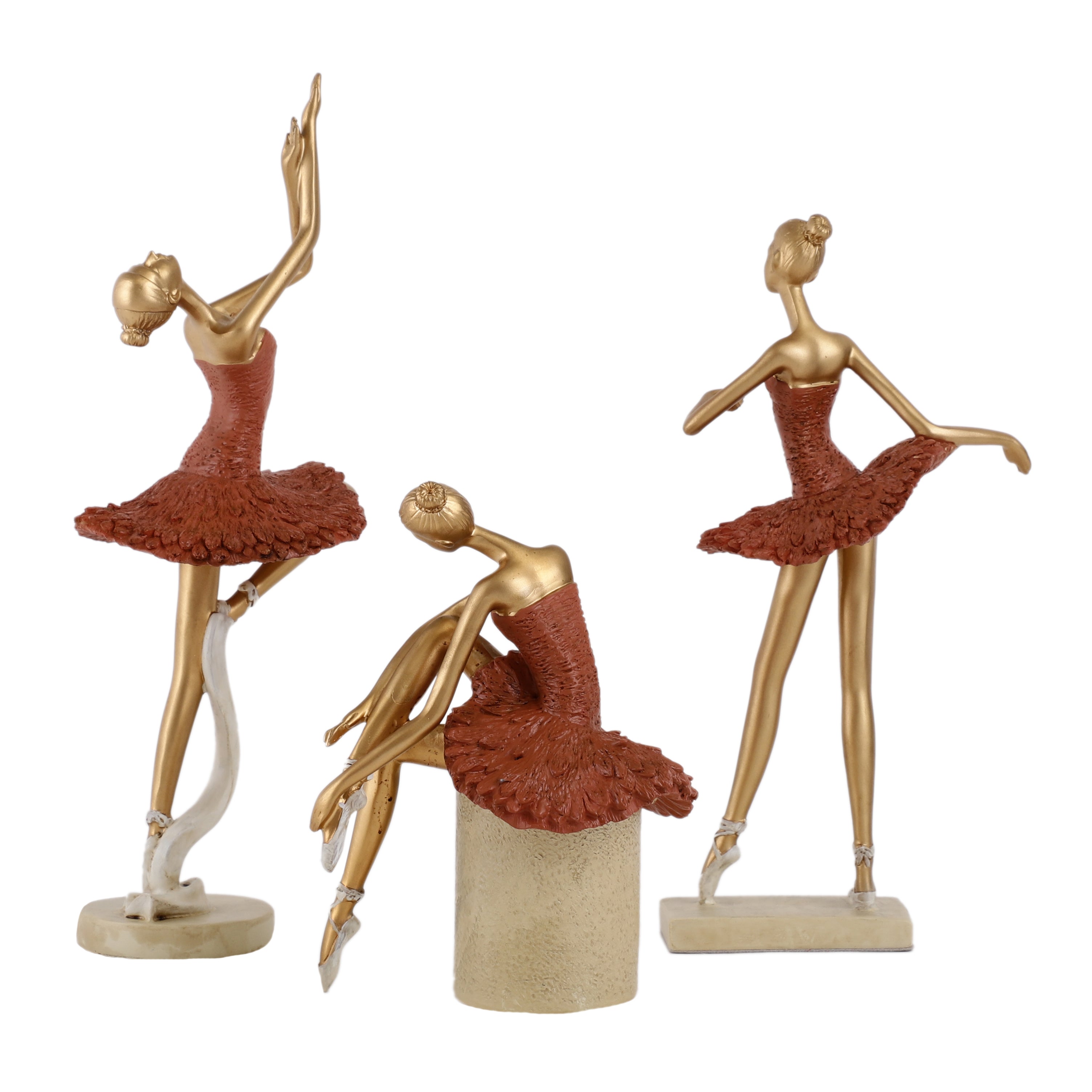 Three Pose Ballerina Dancers (Orange)