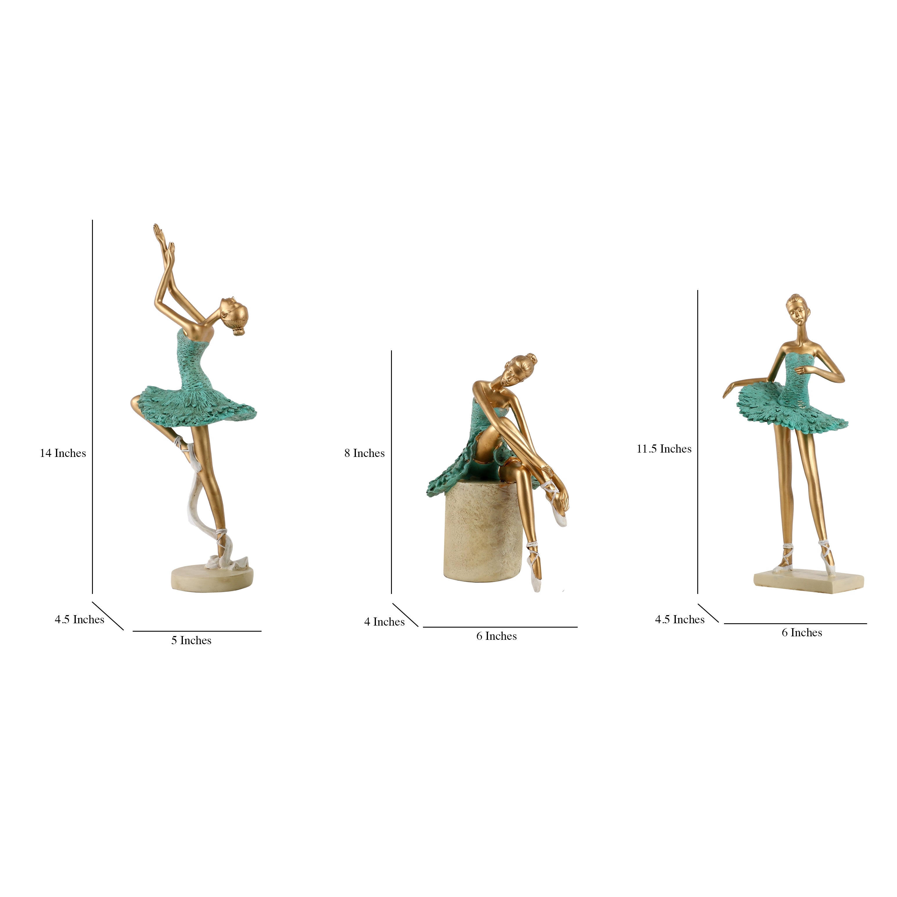 Three Pose Ballerina Dancers (Blue)