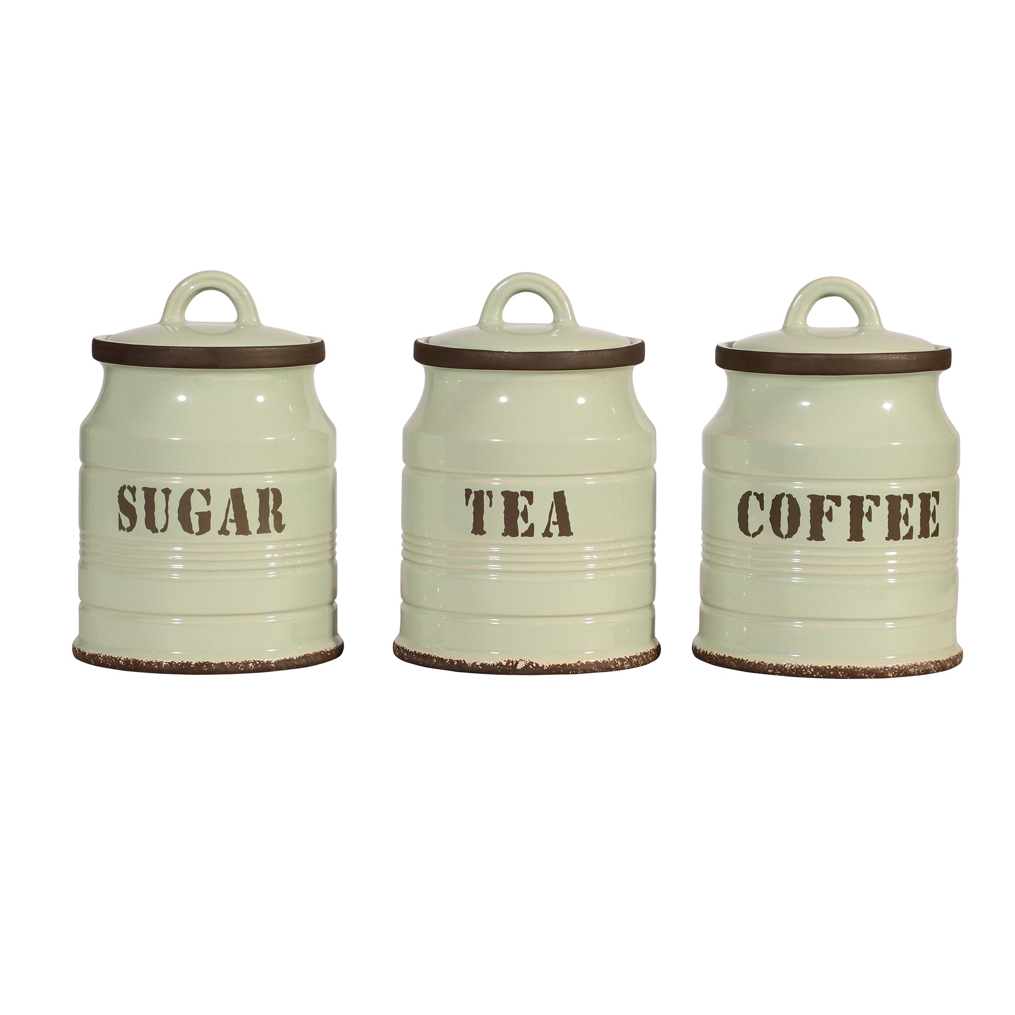 Ceramic Kitchen Jars - Green (Set of 3)