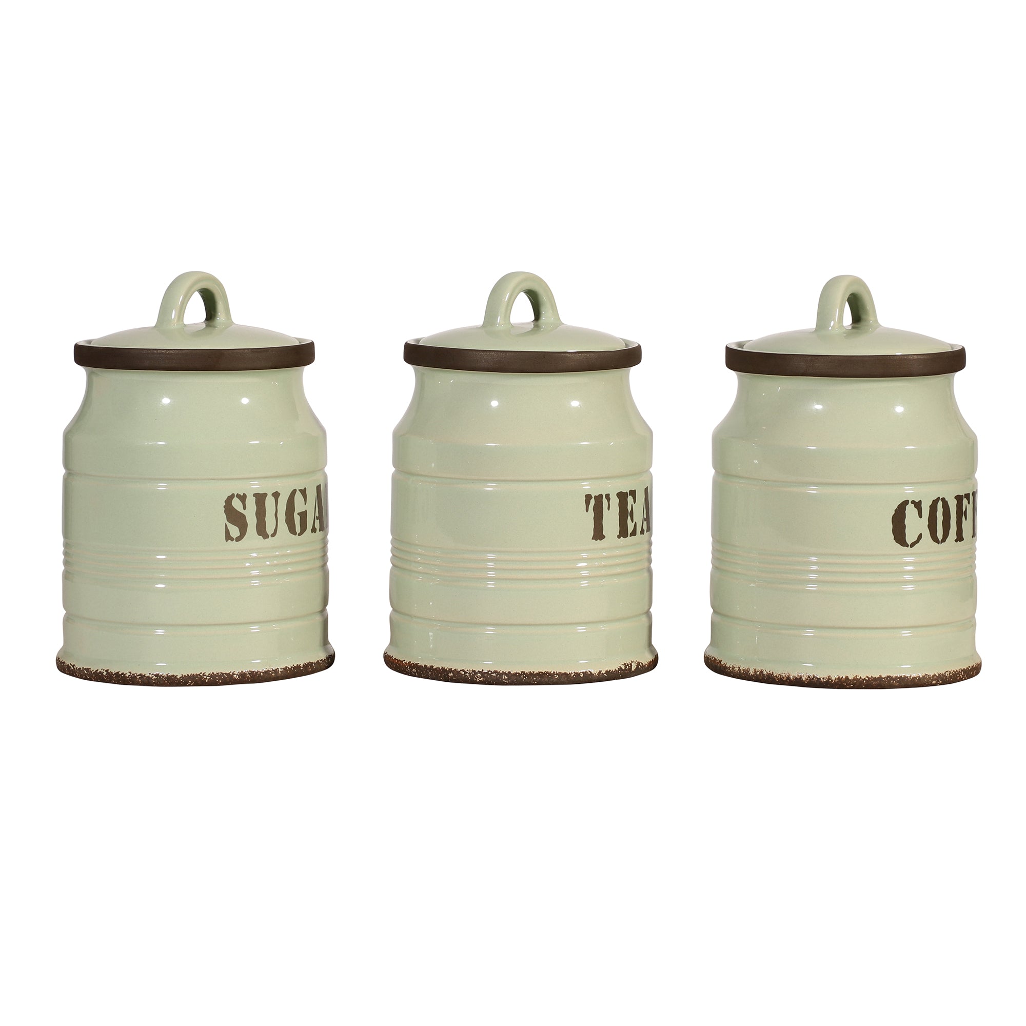 Ceramic Kitchen Jars - Green (Set of 3)