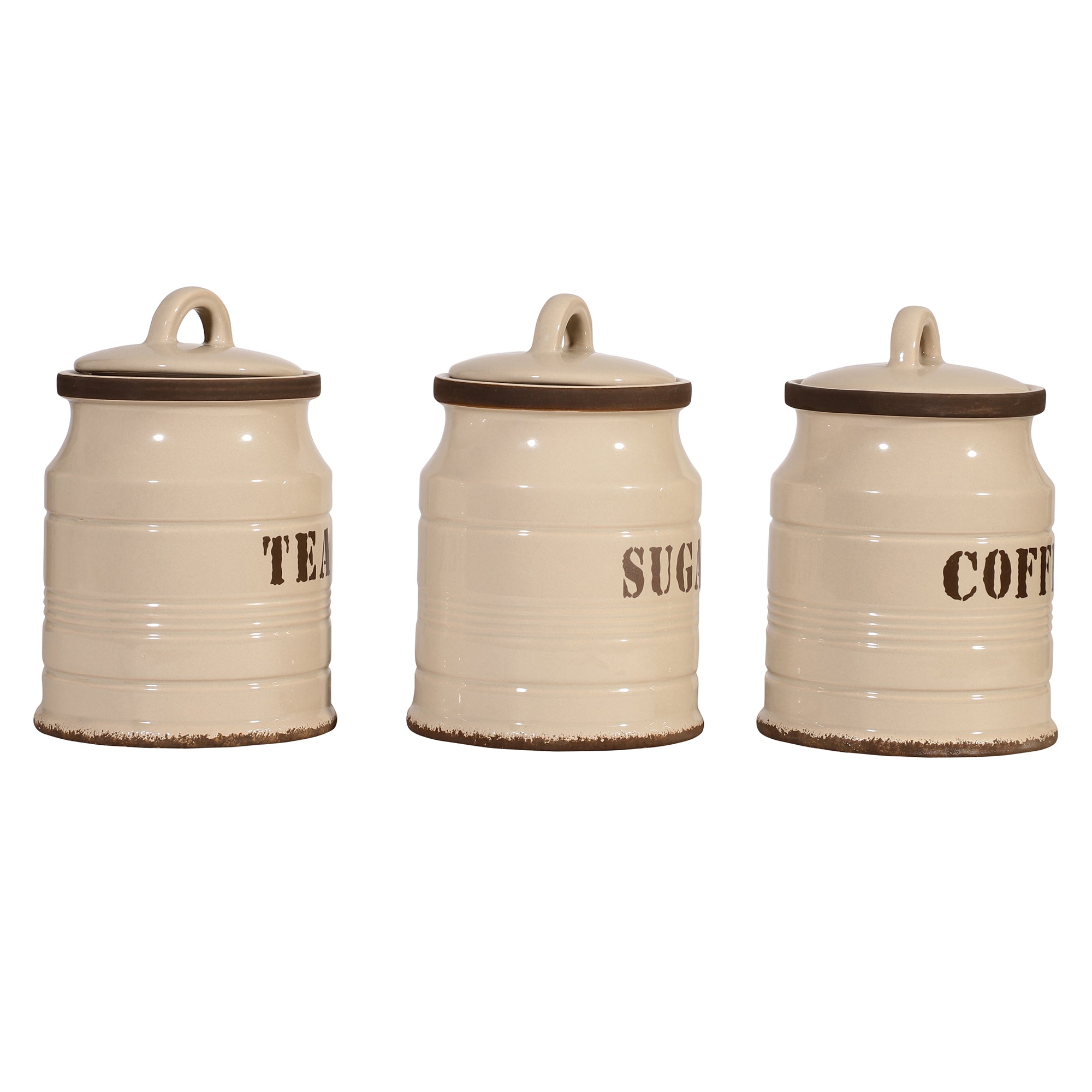 Ceramic Kitchen Jars - Cream (Set of 3)