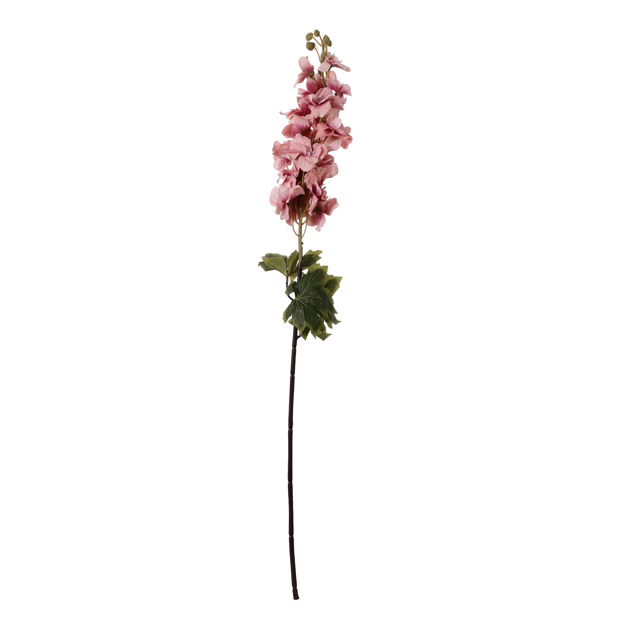 Pink Delphinium Leafy Faux Flower Stick (Single)
