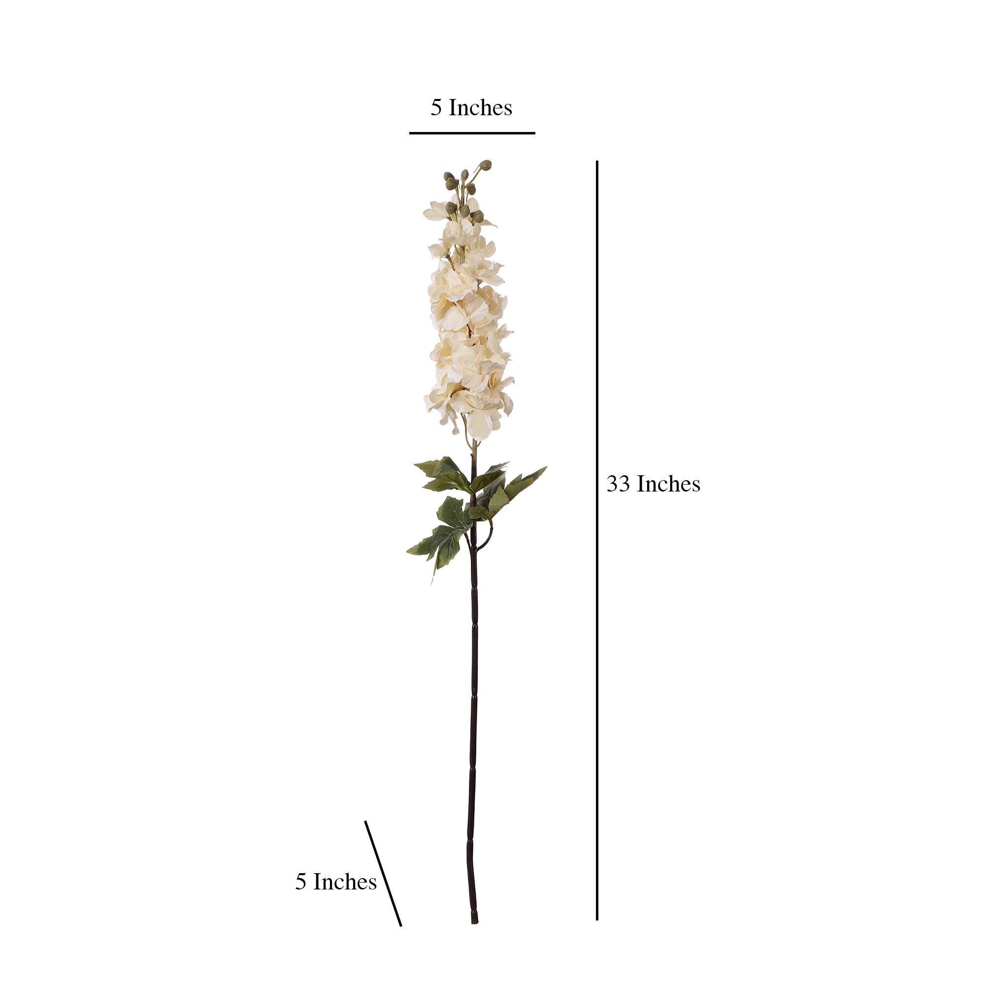 White Delphinium Leafy Faux Flower Stick (Single)