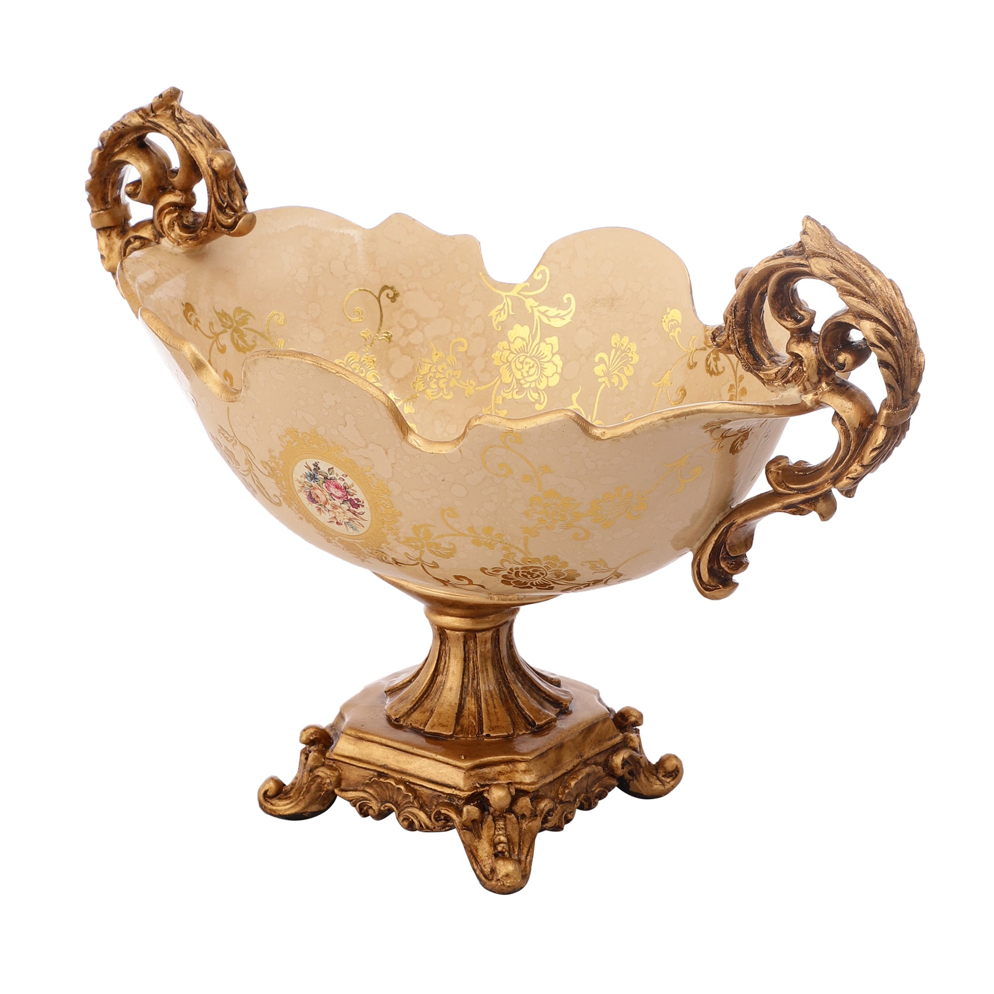 Regalia Gold and Cream Platter with Gold Base