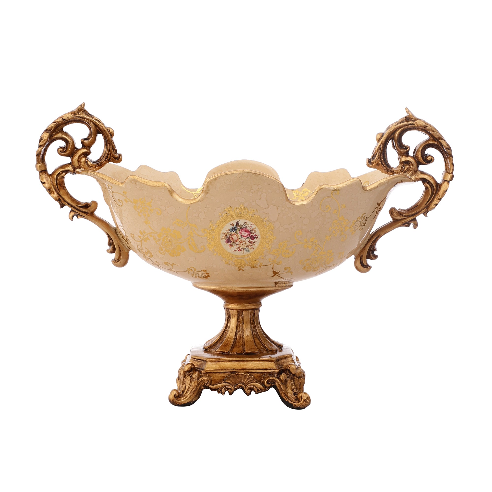 Regalia Gold and Cream Platter with Gold Base