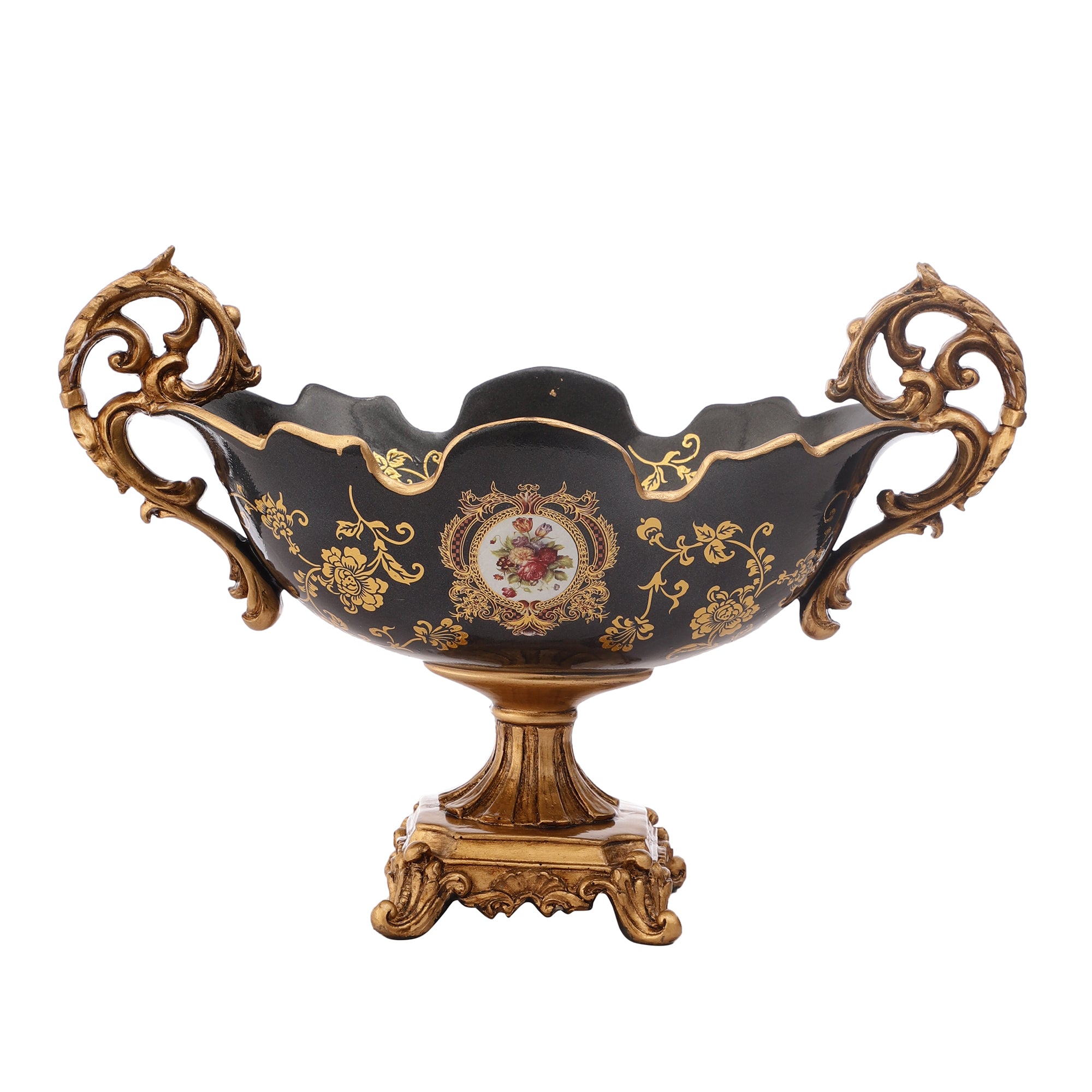 Regalia Gold and Navy Platter with Gold Base