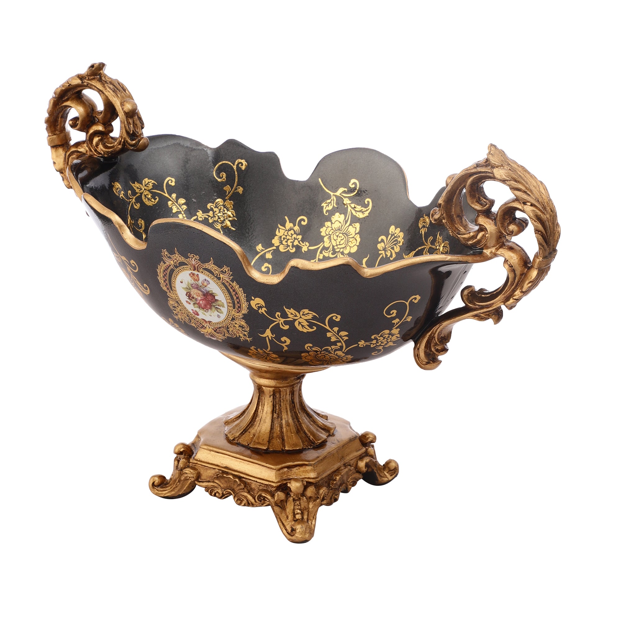 Regalia Gold and Navy Platter with Gold Base