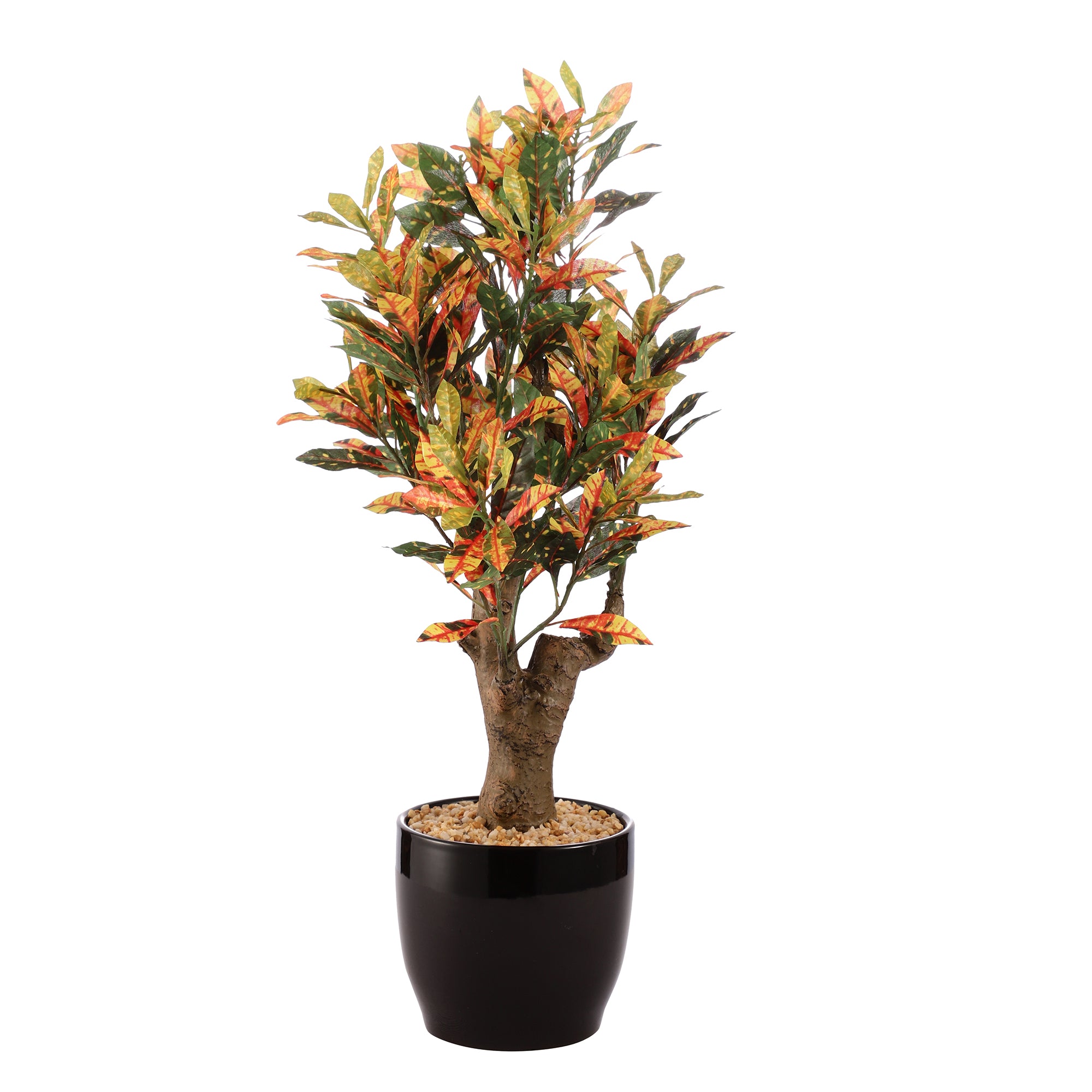 Sunset Gold Croton Faux Ceramic Potted Plant