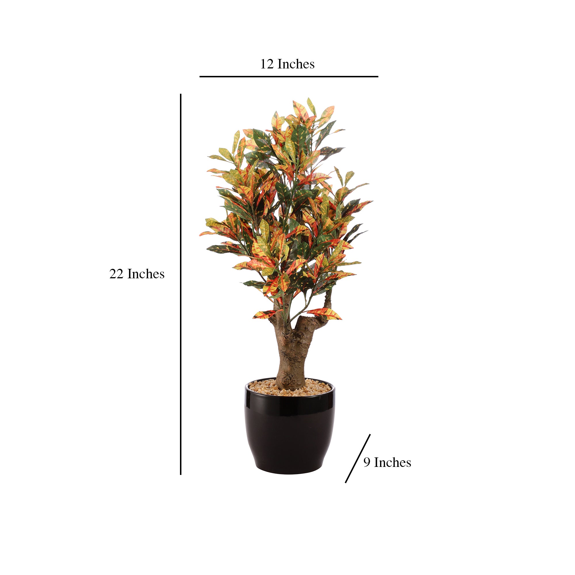 Sunset Gold Croton Faux Ceramic Potted Plant