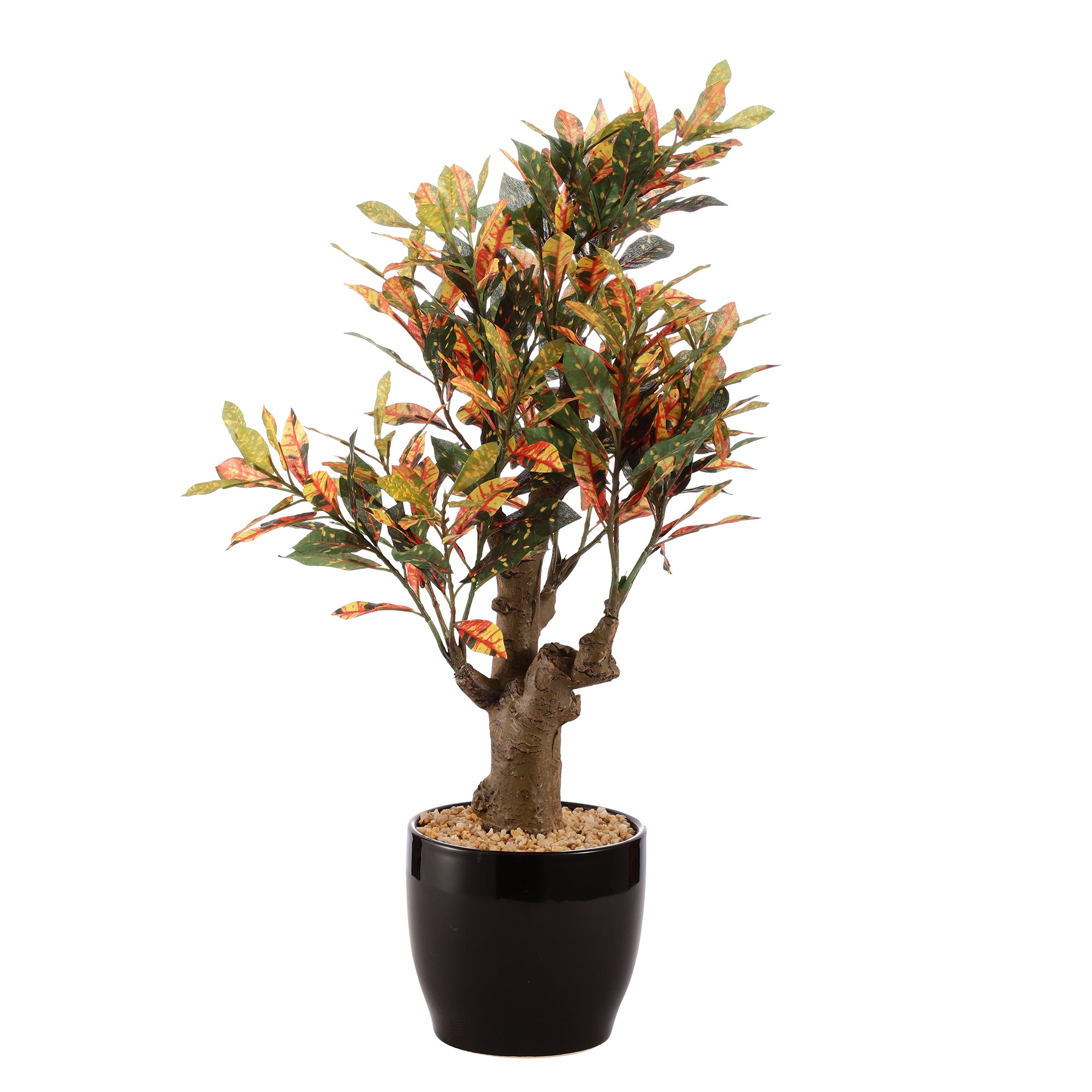 Sunset Gold Croton Faux Ceramic Potted Plant