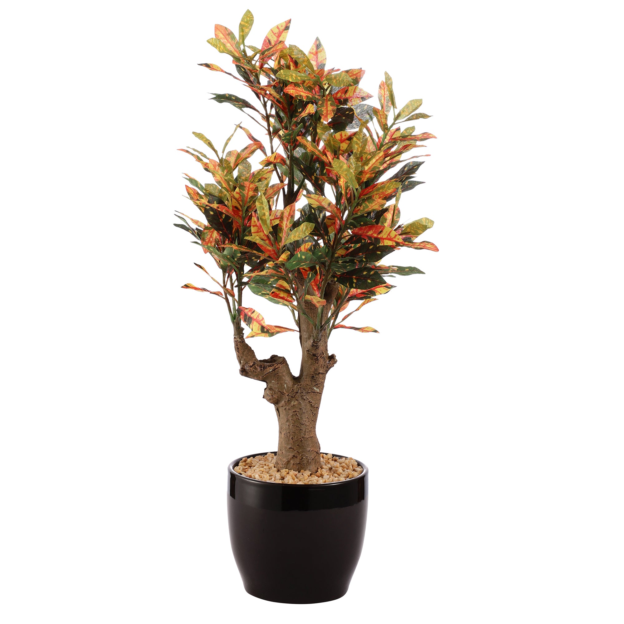 Sunset Gold Croton Faux Ceramic Potted Plant