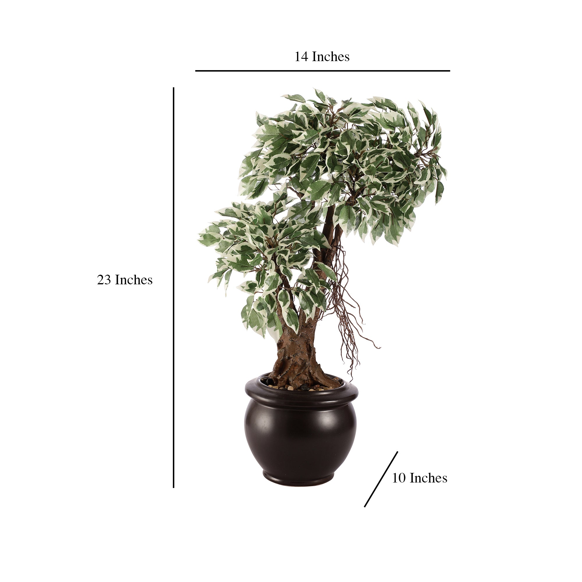 Schefflera Faux Ceramic Potted Plant