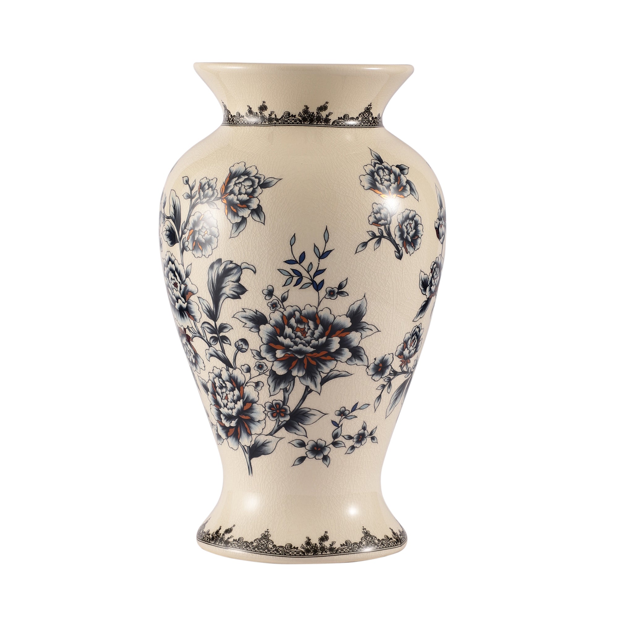 Floral Ceramic Vase (Blue)
