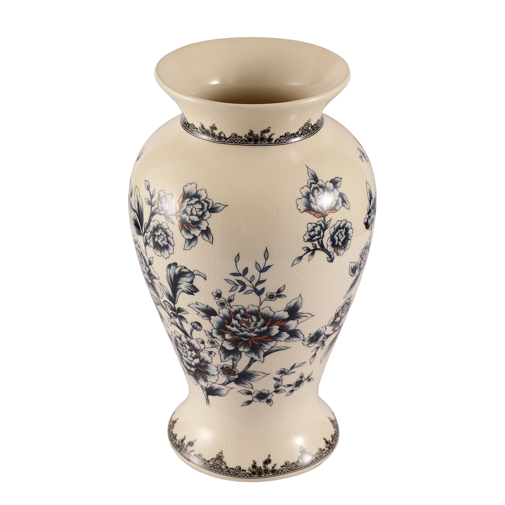 Floral Ceramic Vase (Blue)