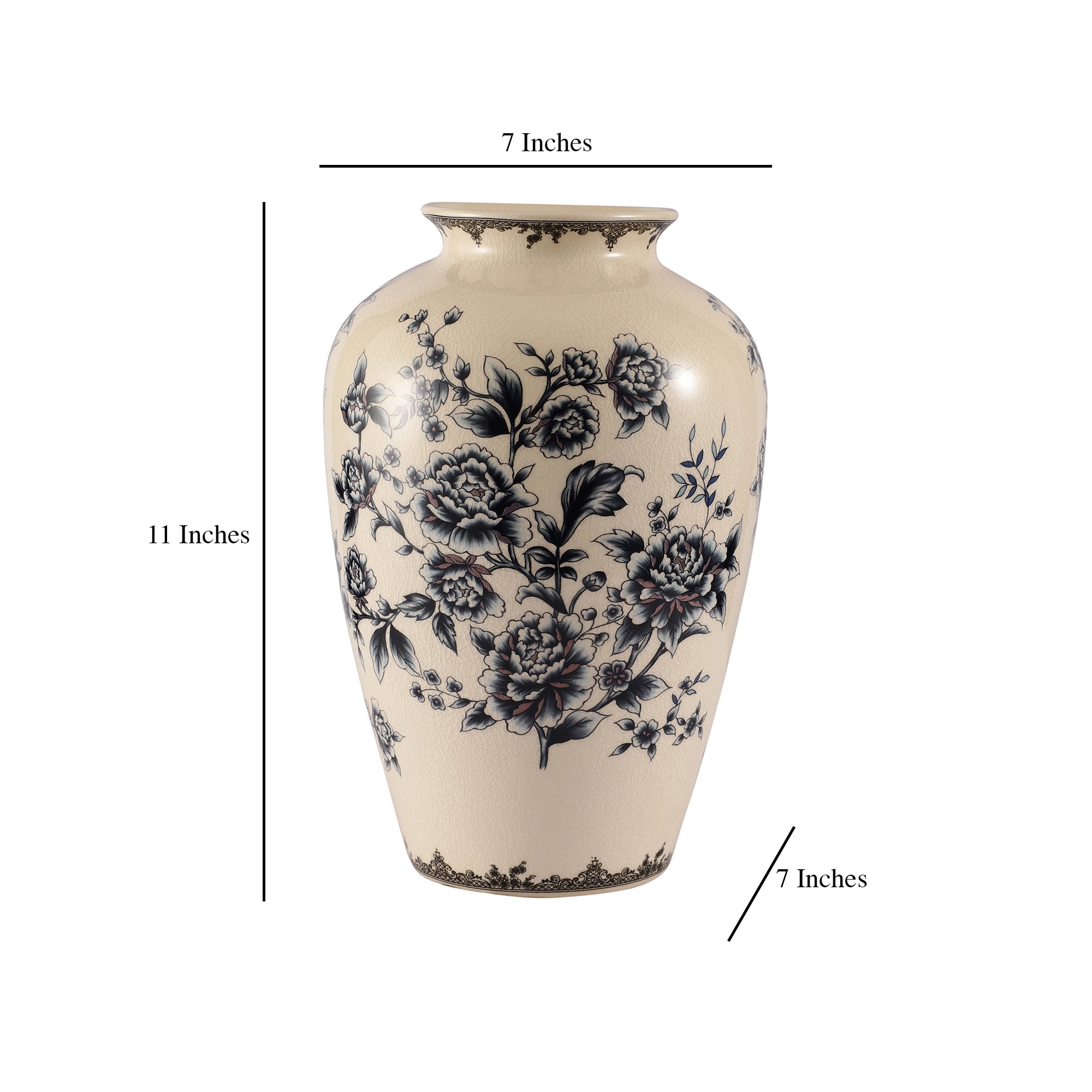 Floral Ceramic Vase Medium (Blue)