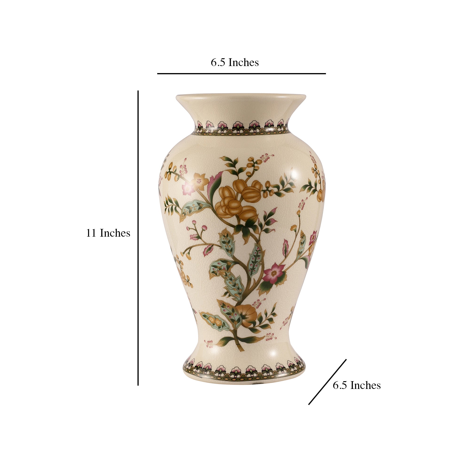 Floral Ceramic Vase (Yellow)