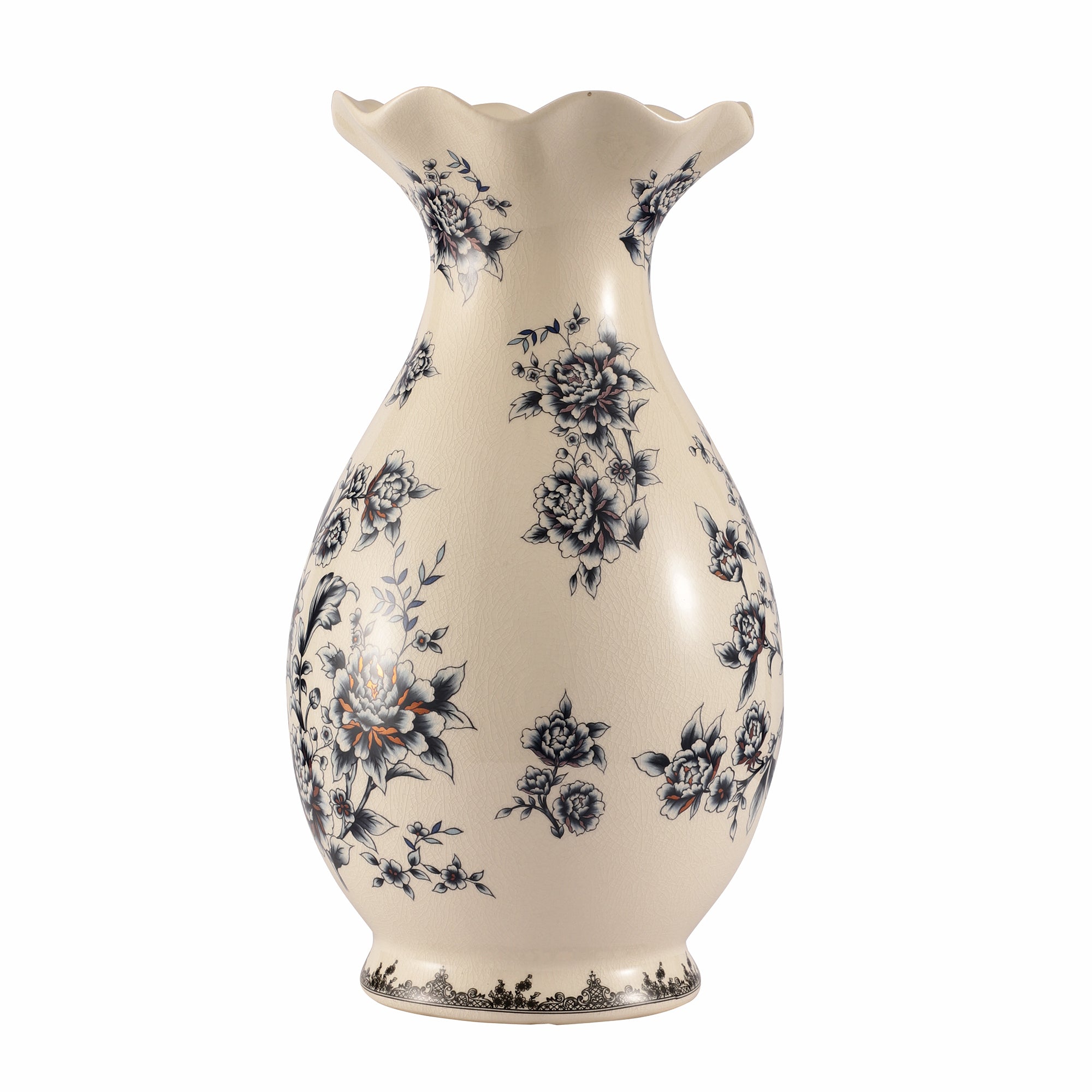 Floral Ceramic Vase Large (Blue)