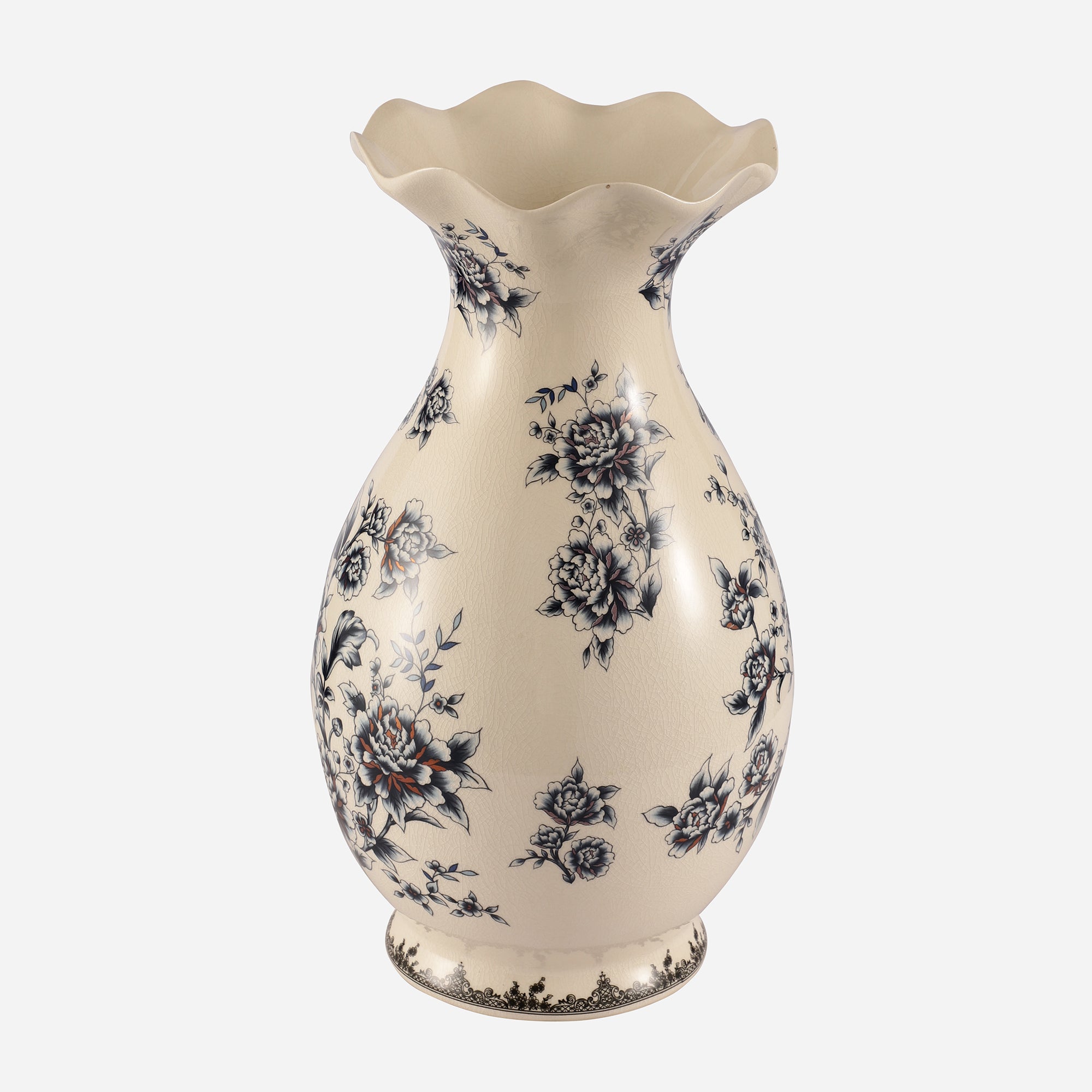Floral Ceramic Vase Large (Blue)