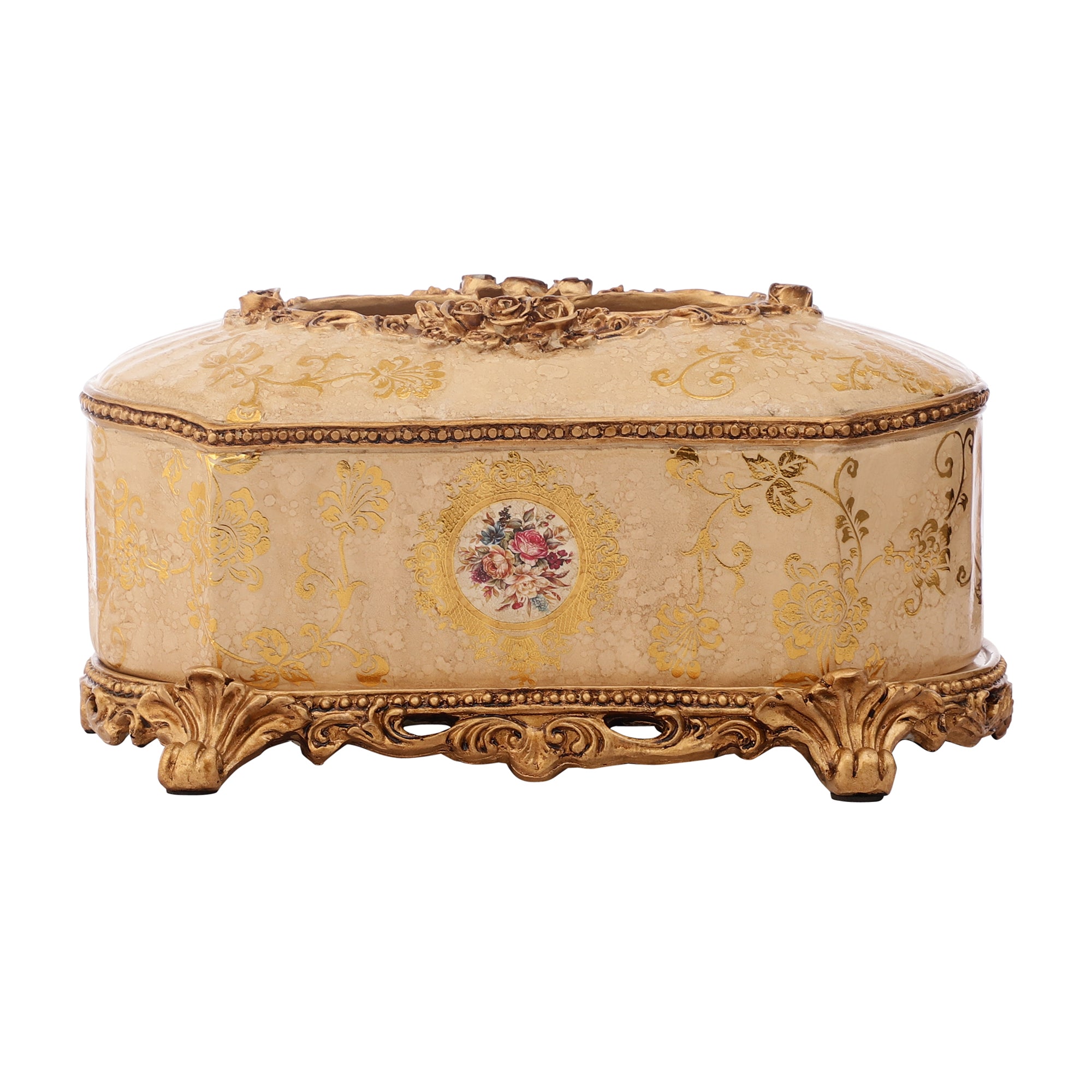 Regalia Gold and Cream Tissue Holder