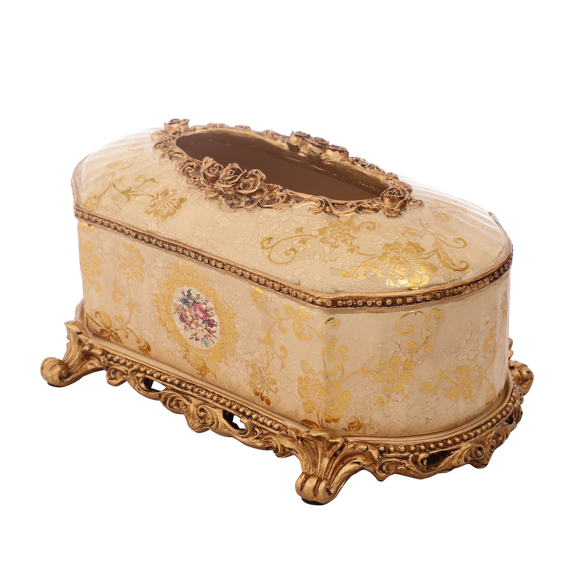 Regalia Gold and Cream Tissue Holder