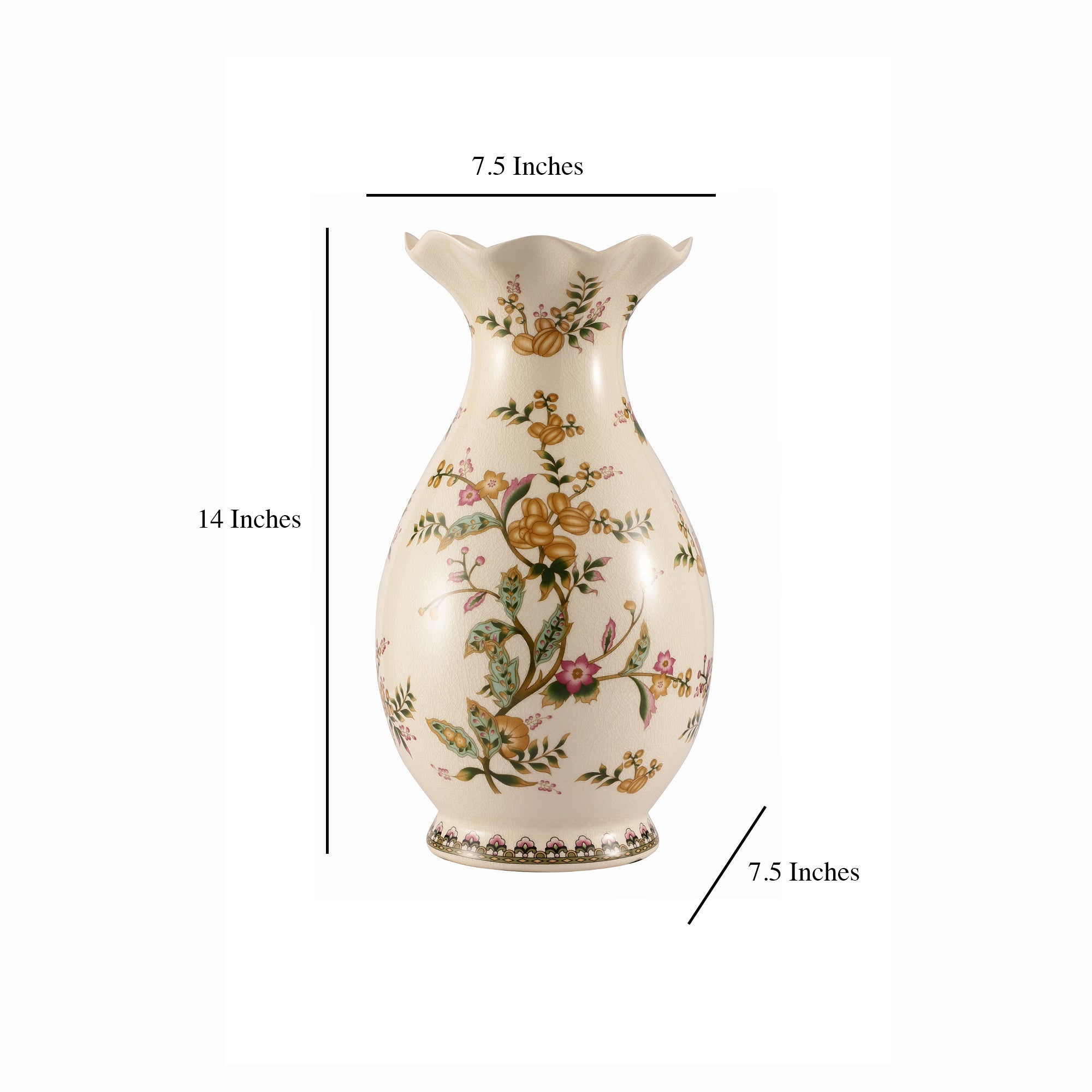 Floral Ceramic Vase Large (Yellow)