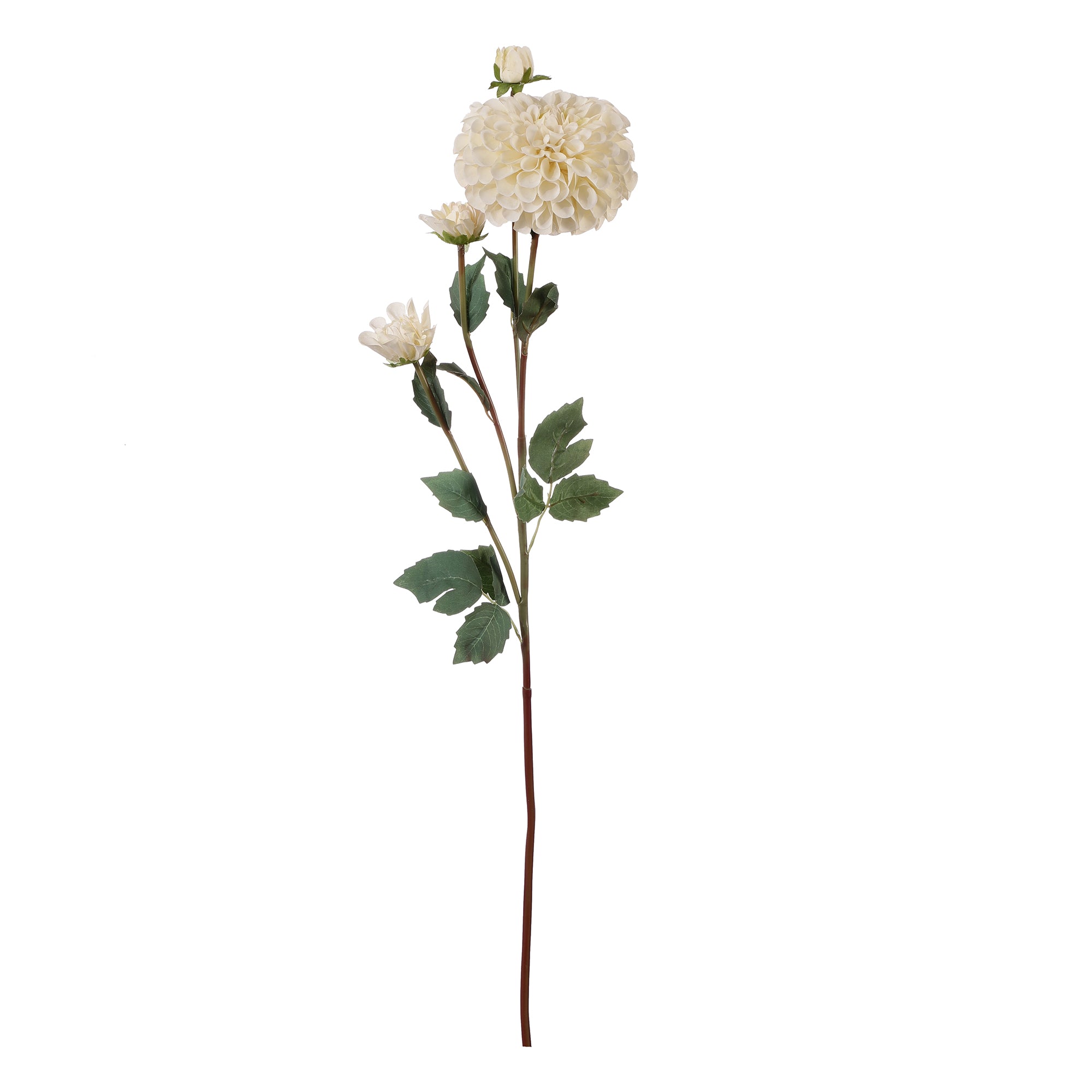 White Dahlia Faux Flower Stick (Single)