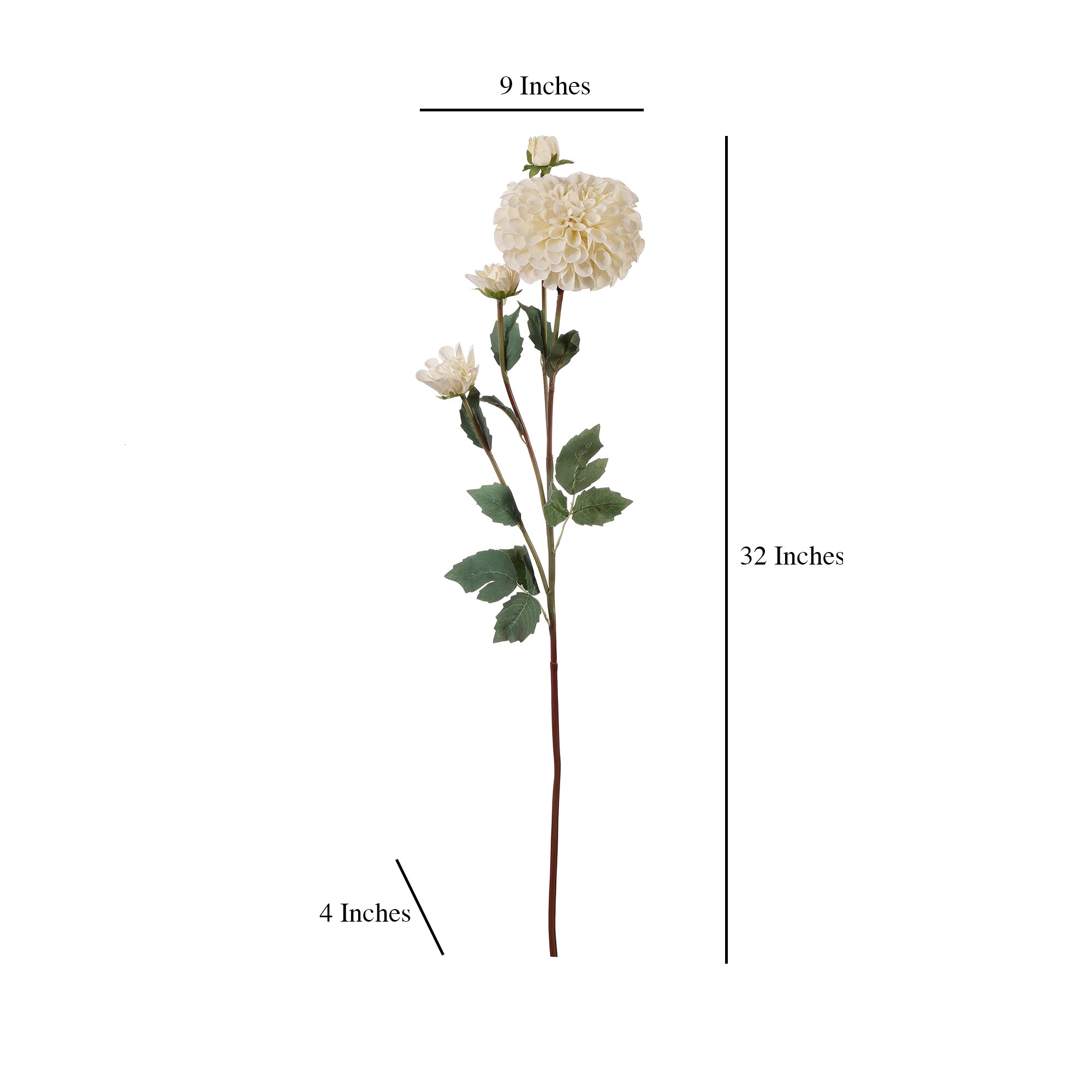 White Dahlia Faux Flower Stick (Single)