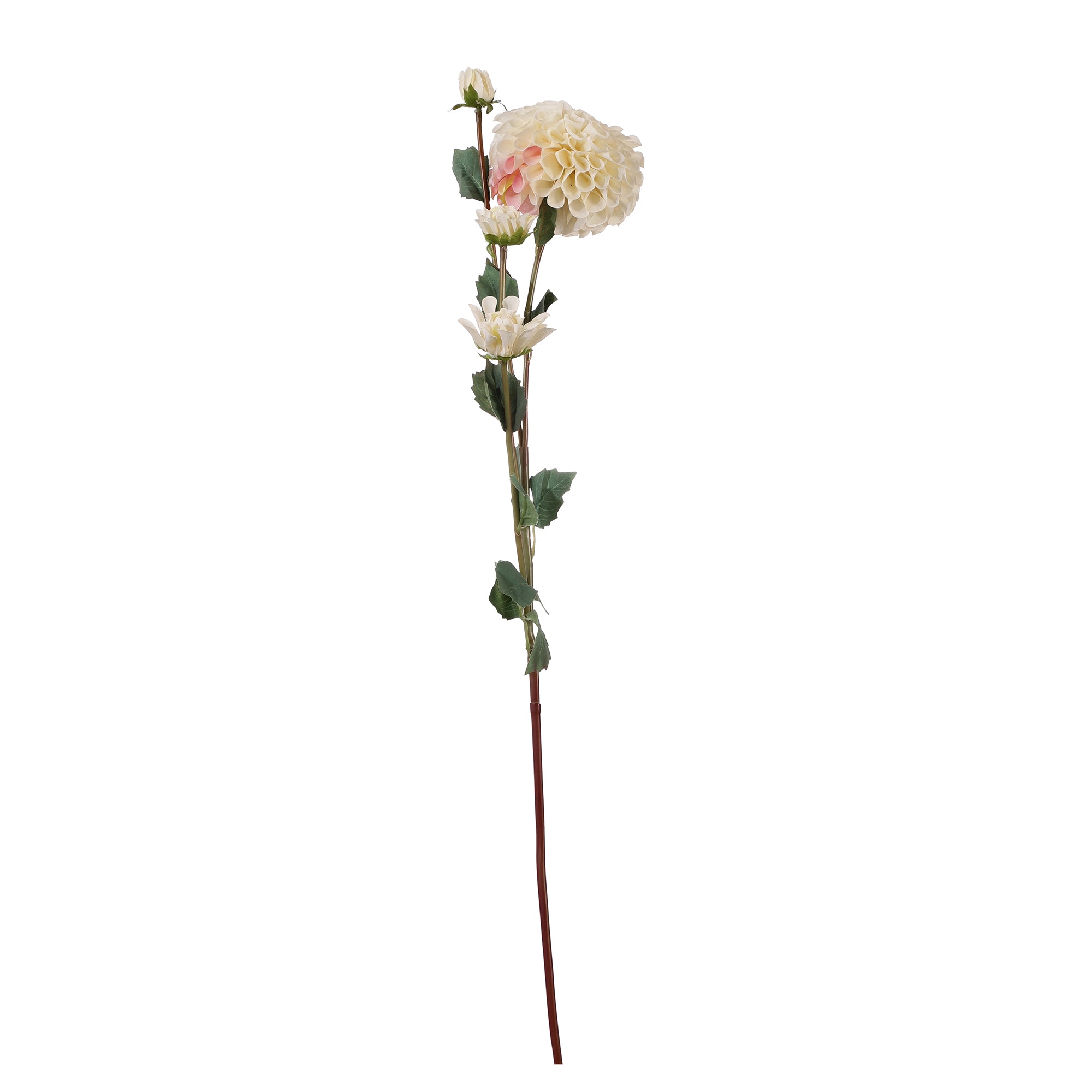 White Dahlia Faux Flower Stick (Single)