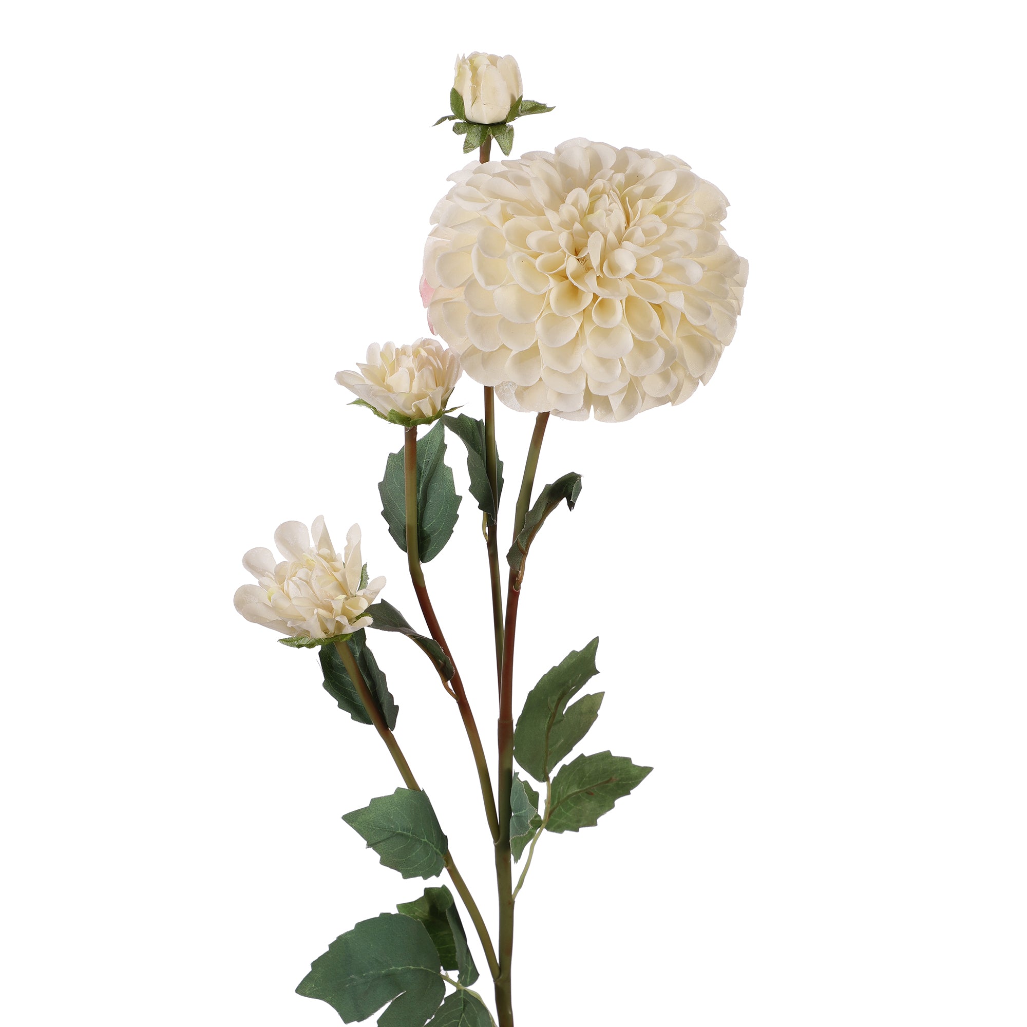 White Dahlia Faux Flower Stick (Single)