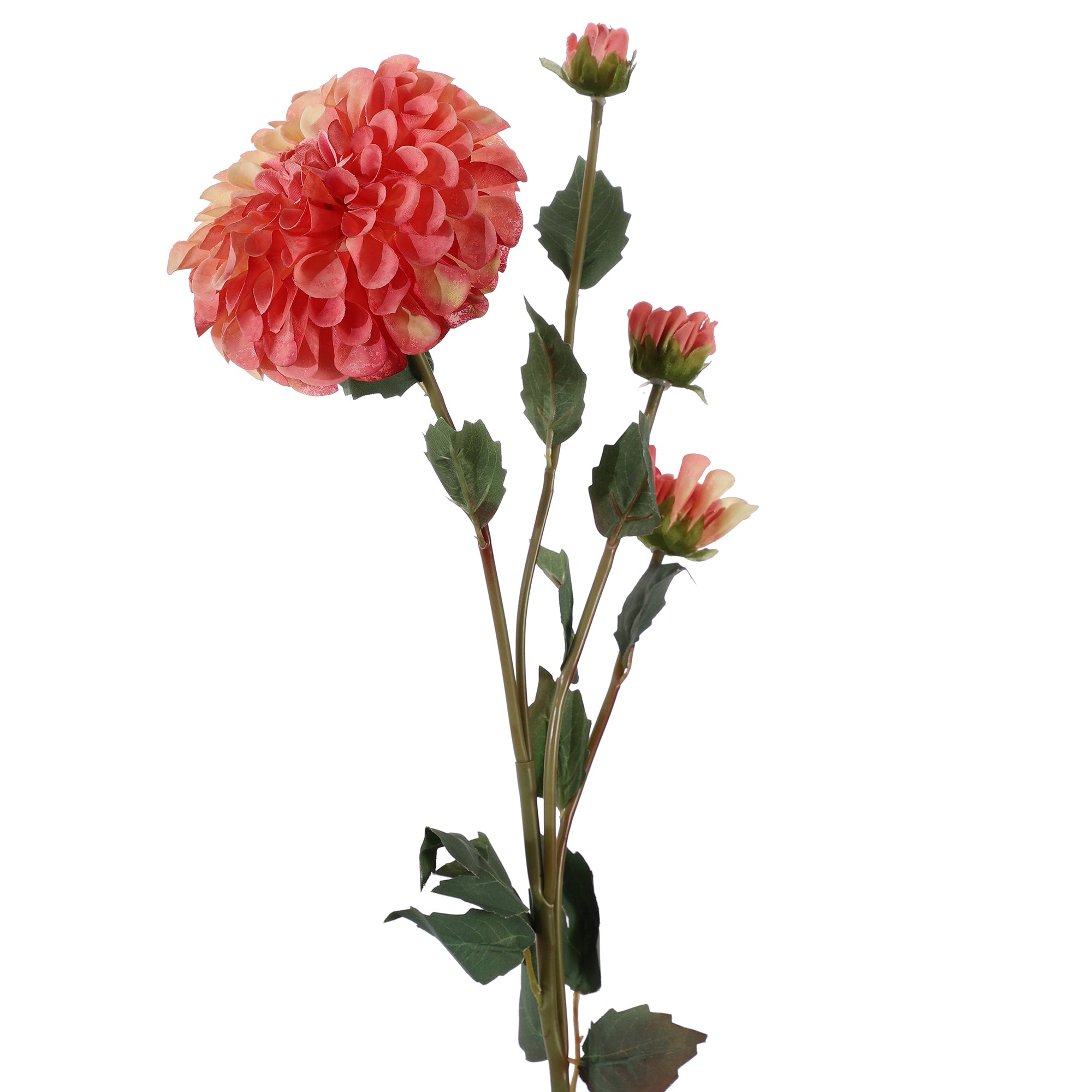 Pink White Dahlia Faux Flower Stick (Single)