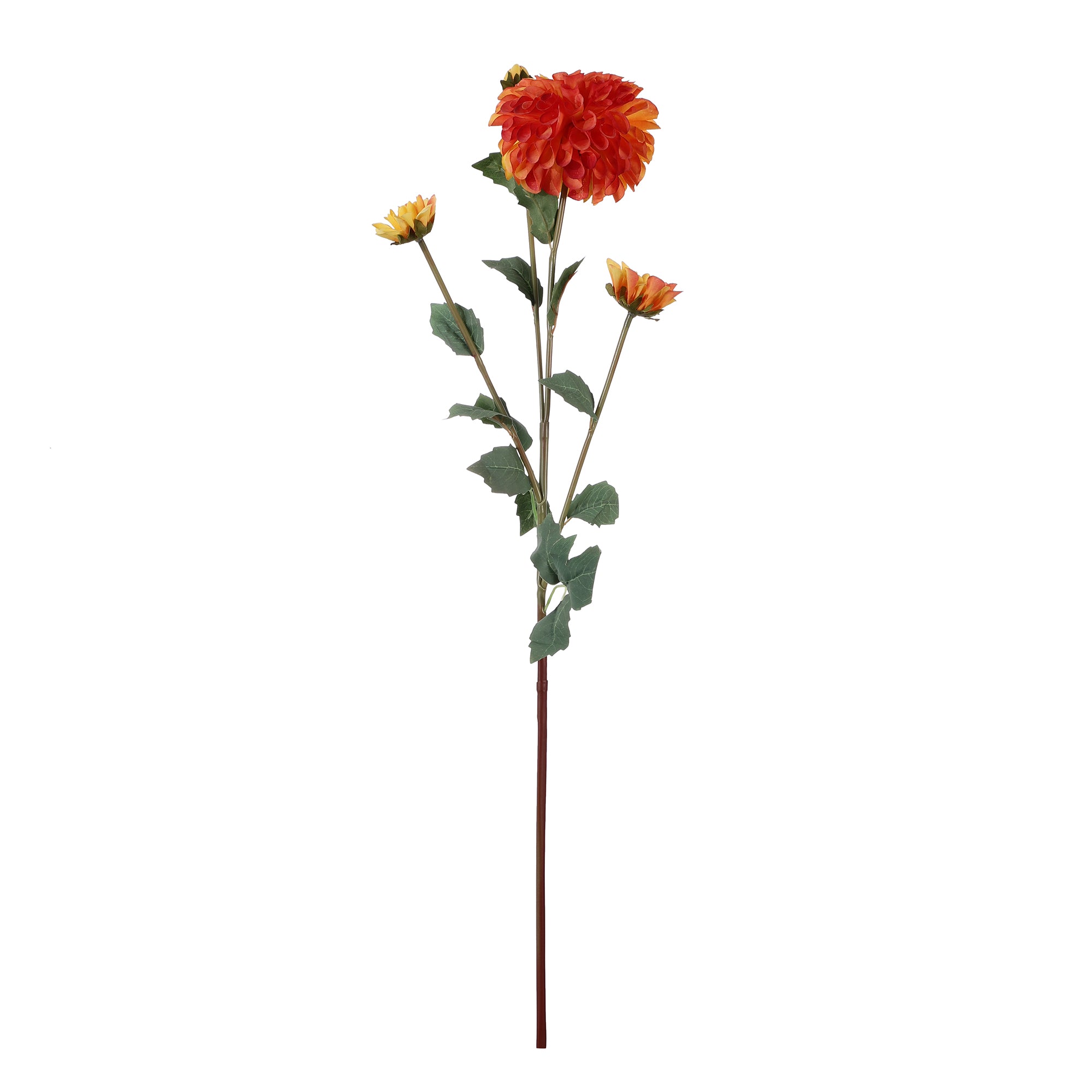 Yellow Orange Dahlia Faux Flower Stick (Single)