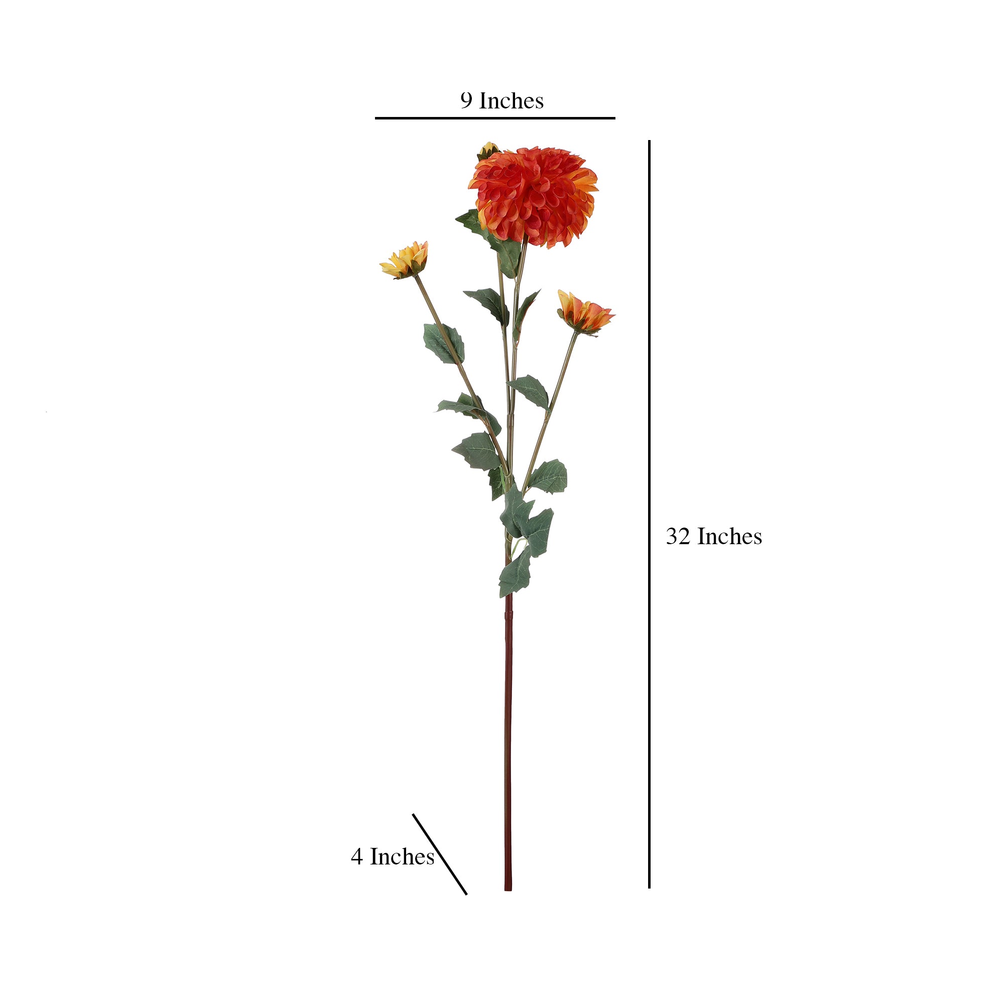 Yellow Orange Dahlia Faux Flower Stick (Single)