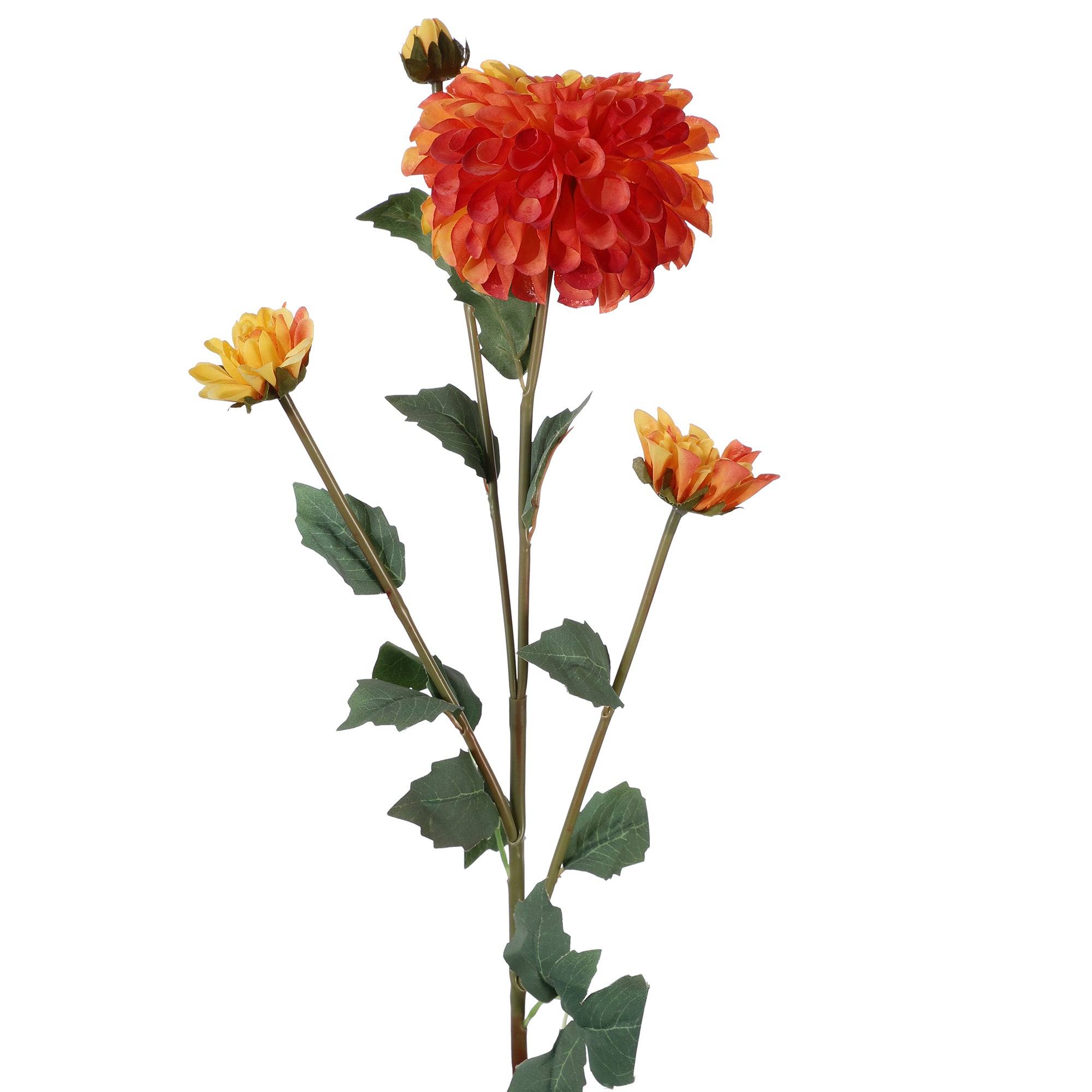 Yellow Orange Dahlia Faux Flower Stick (Single)