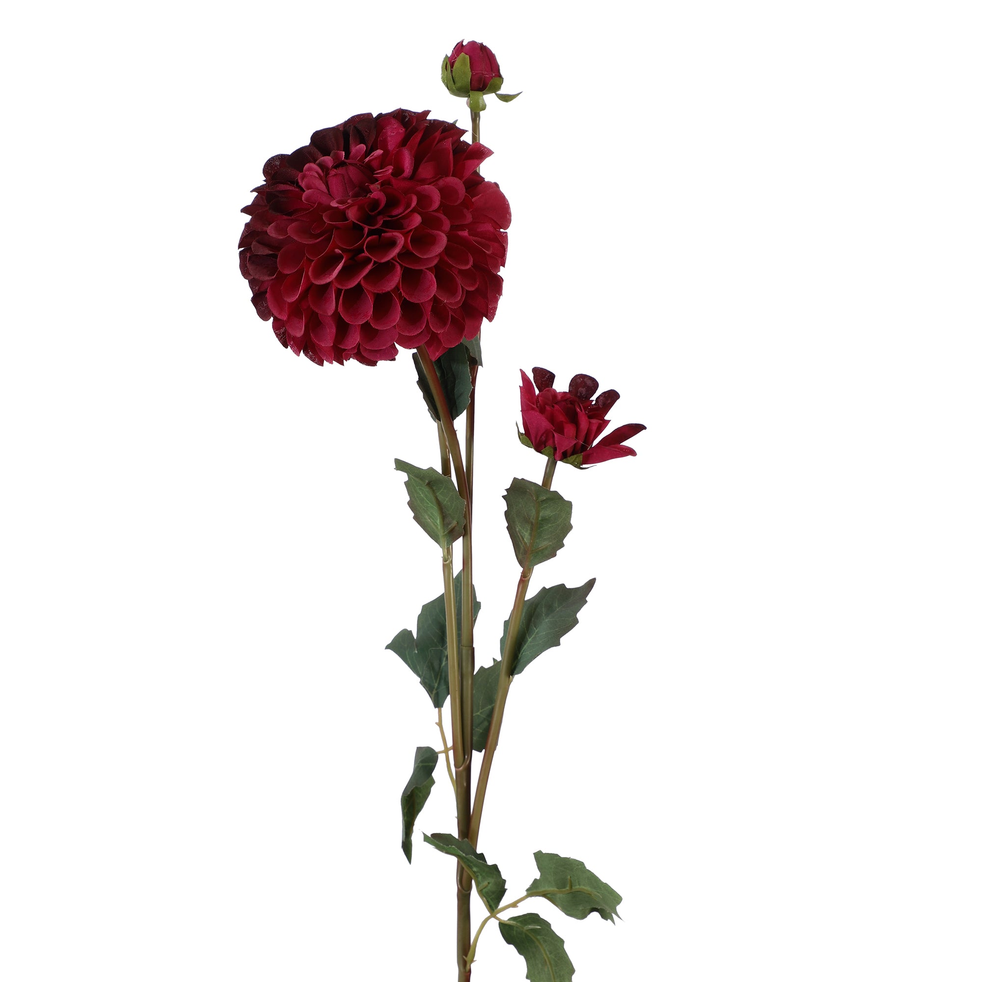 Pink Red Dahlia Faux Flower Stick (Single)