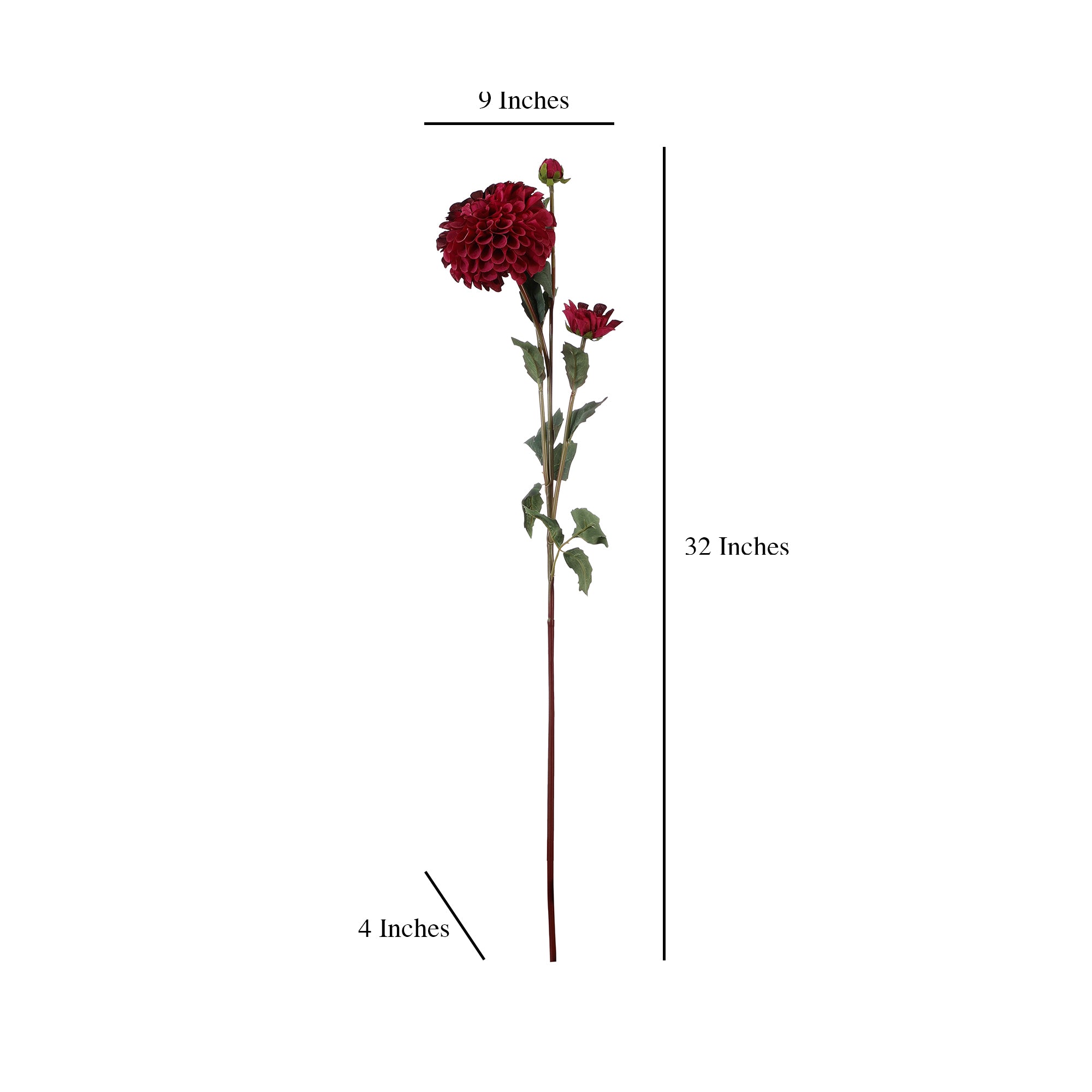 Pink Red Dahlia Faux Flower Stick (Single)