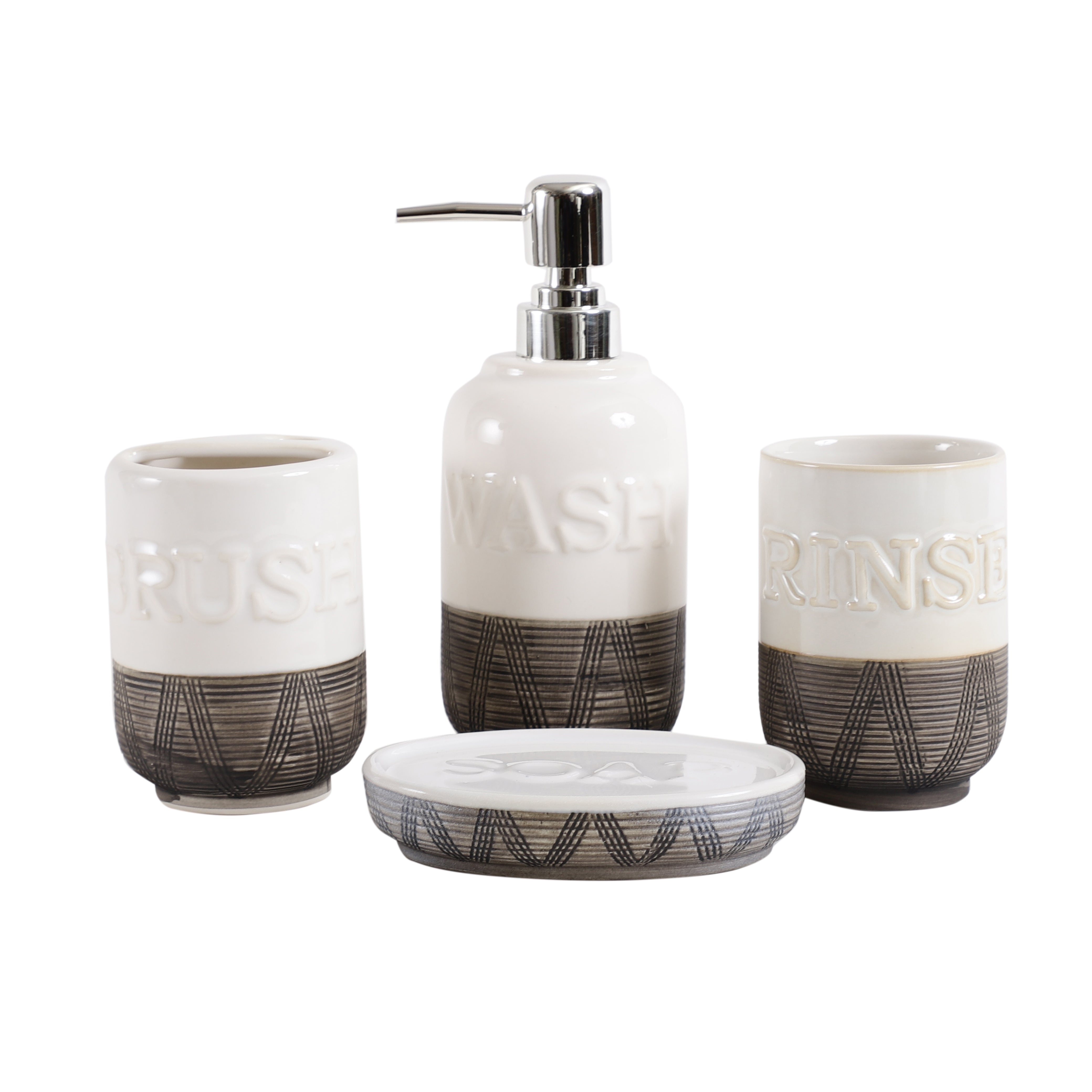 White/Grey 4 Piece Bath Set