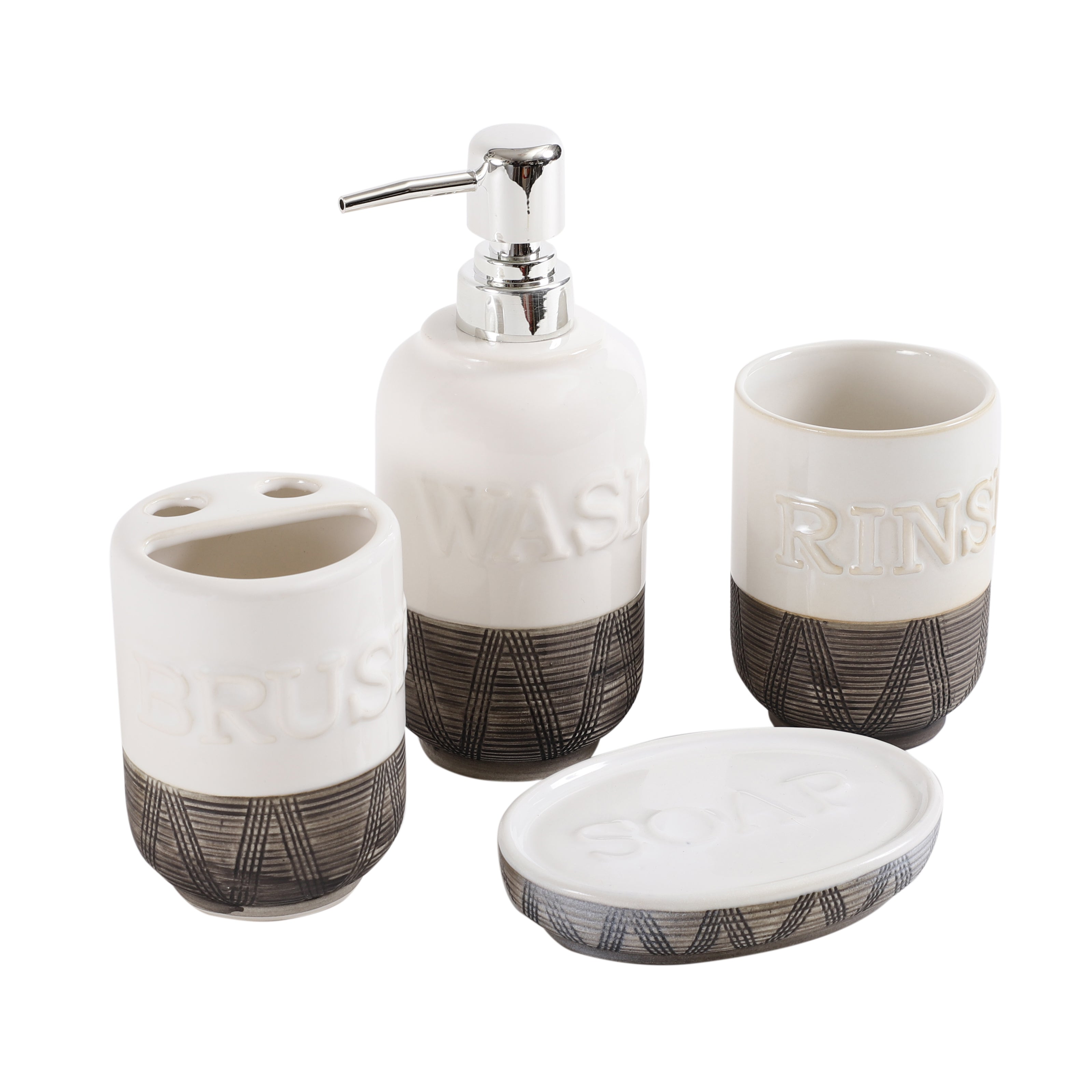 White/Grey 4 Piece Bath Set