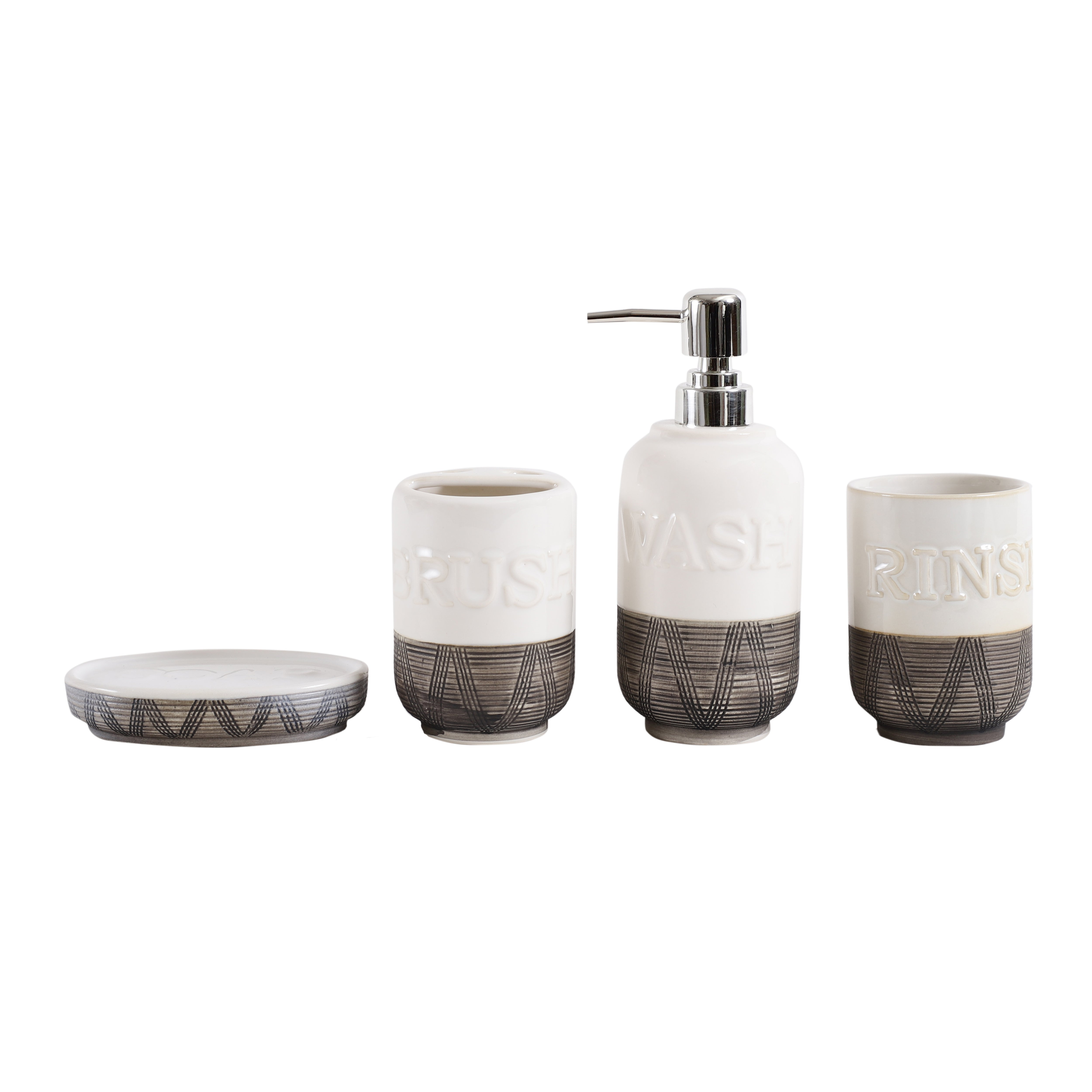 White/Grey 4 Piece Bath Set