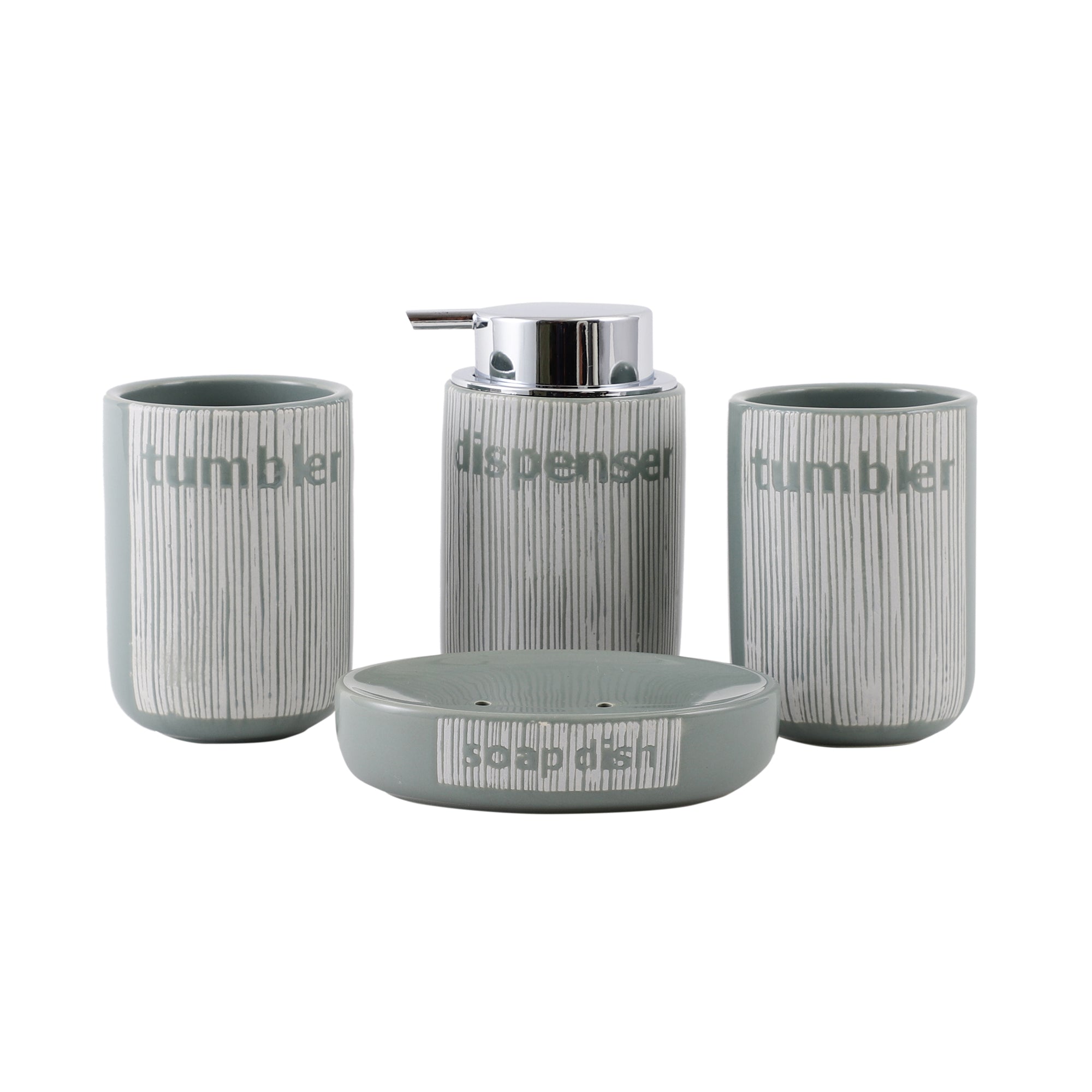 Green/Grey Ribbed 4 Piece Bath Set