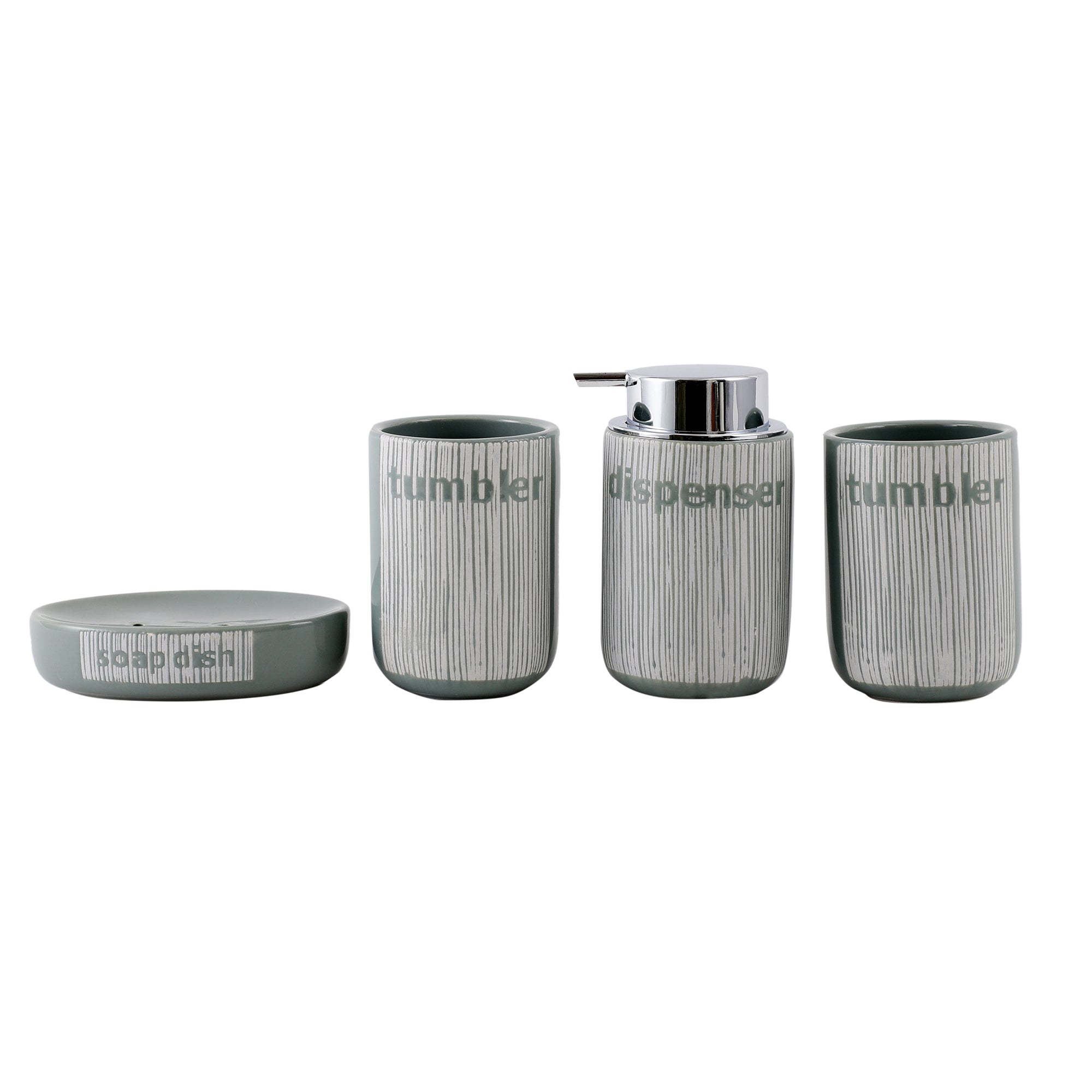 Green/Grey Ribbed 4 Piece Bath Set