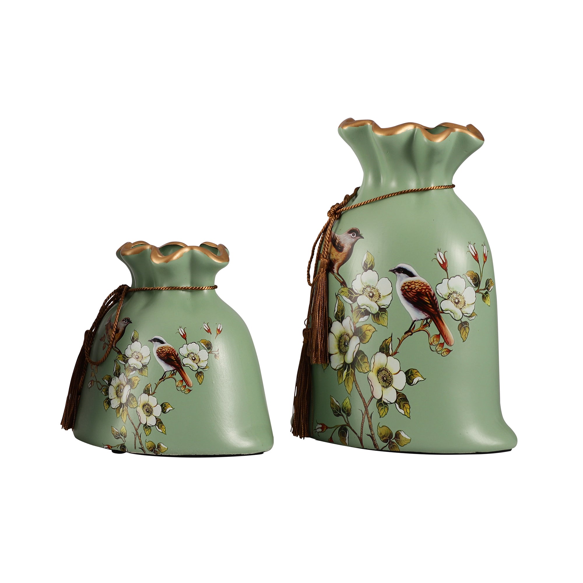 Olive Floral Decorative Vase Set Potli (Set of 3)