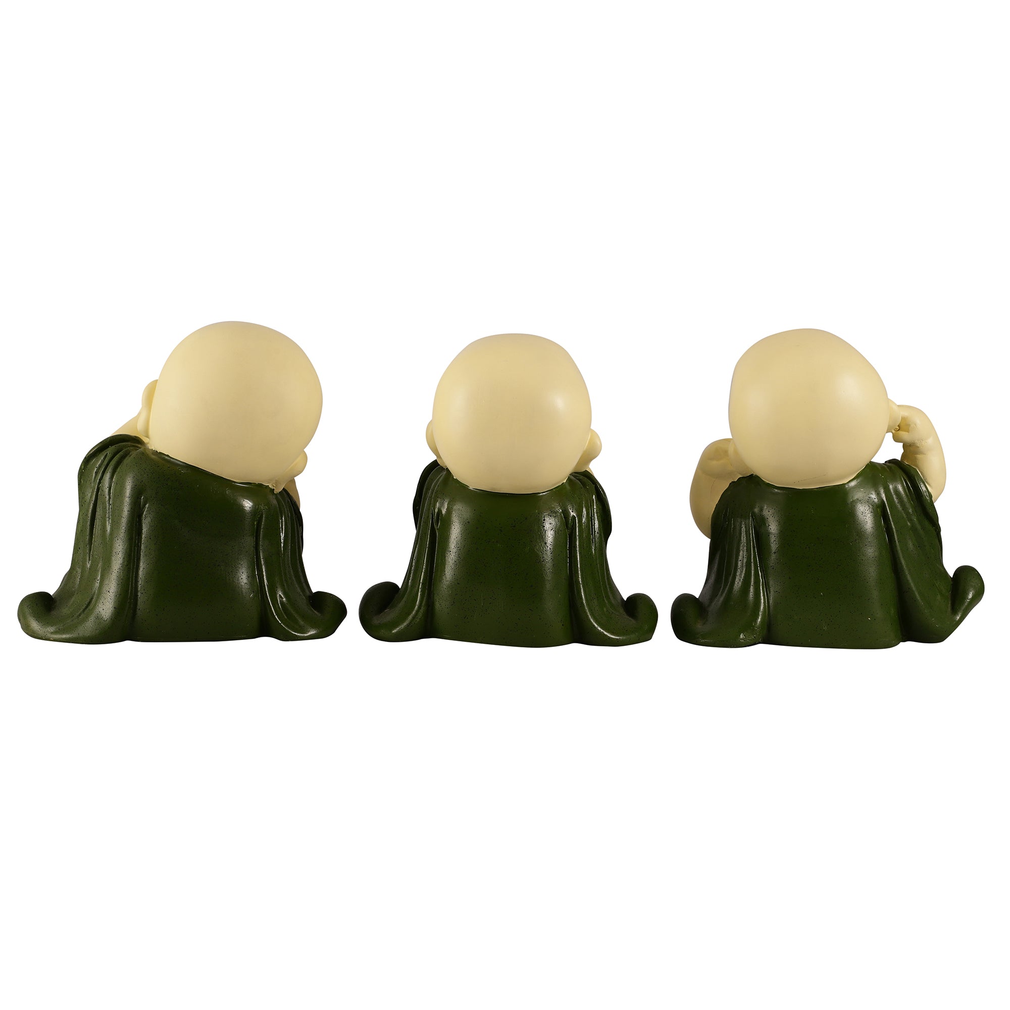 Green Three Pose Laughing Buddha (Set of 3)