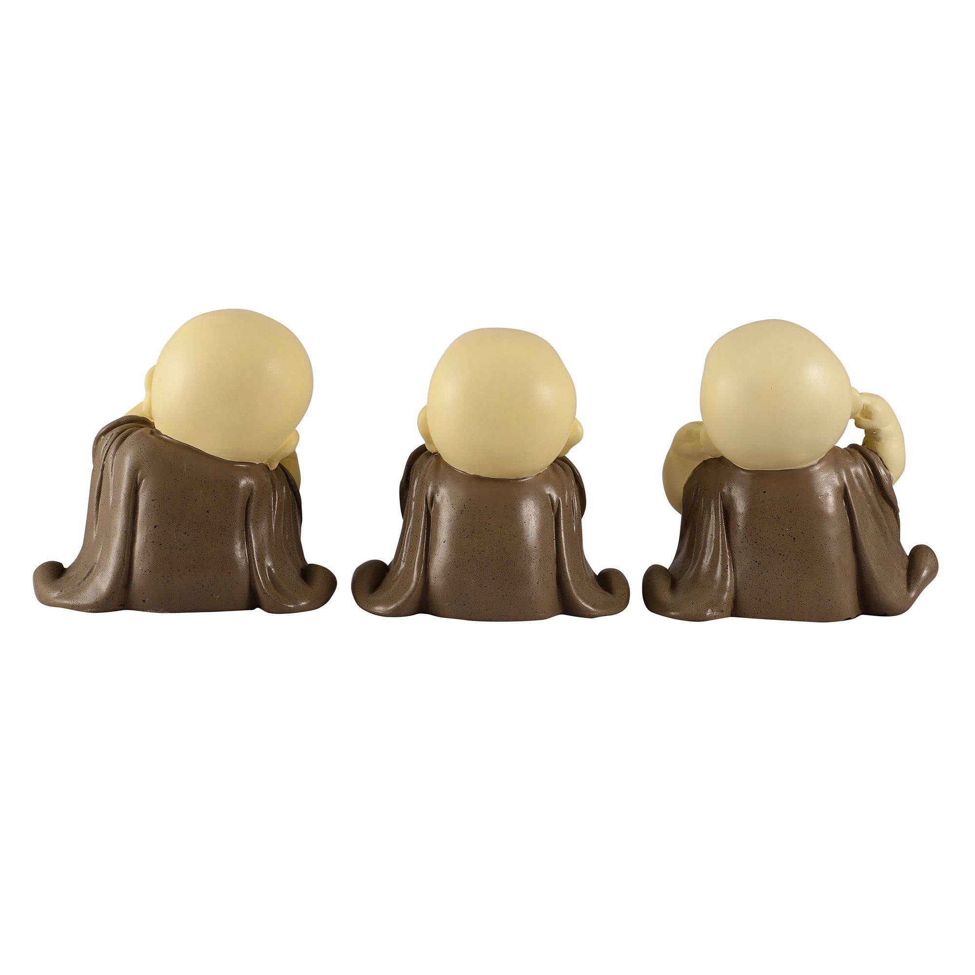 Brown Three Pose Laughing Buddha (Set of 3)