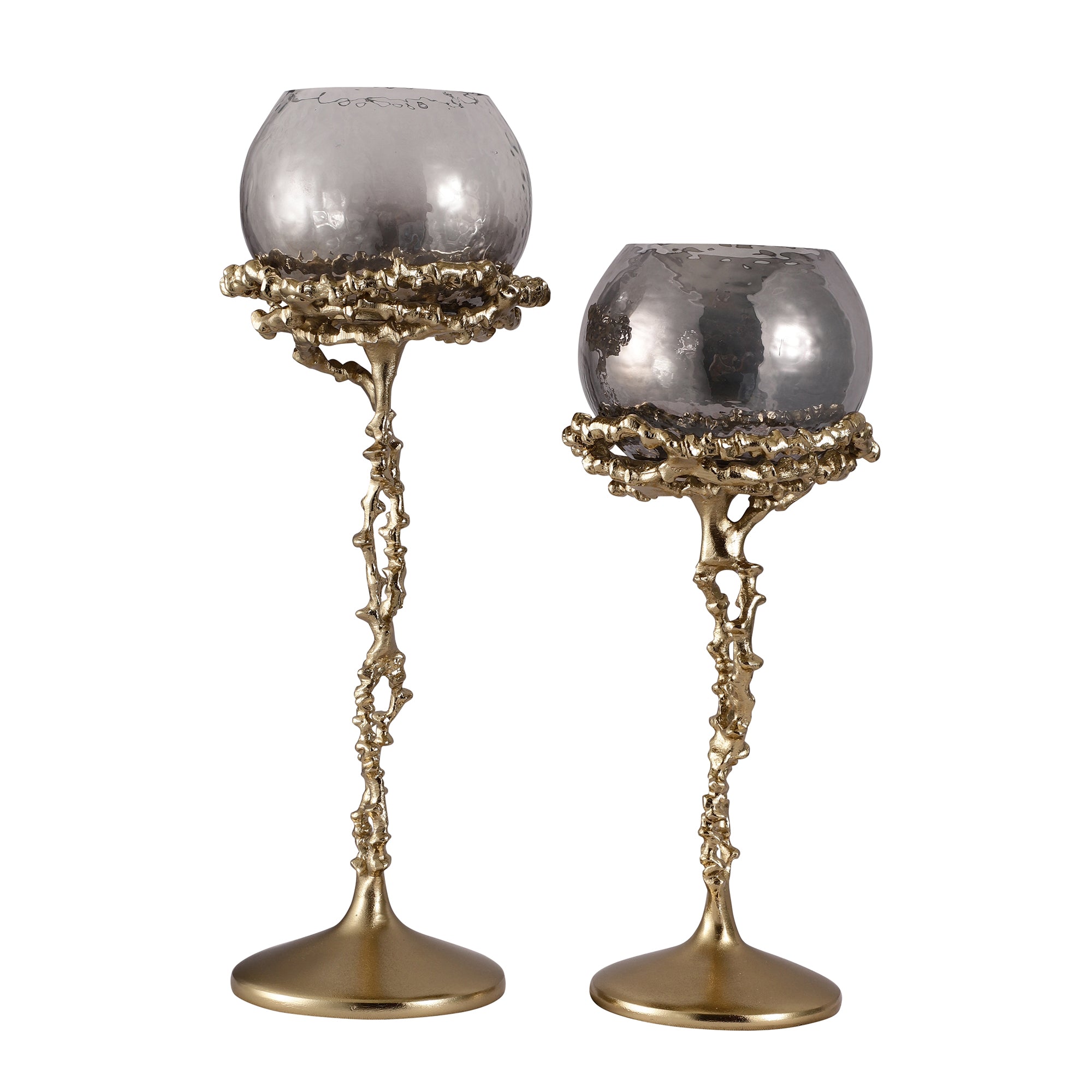 Imperia Gold Metal and Glass Hurricane Candle Holder (Single)