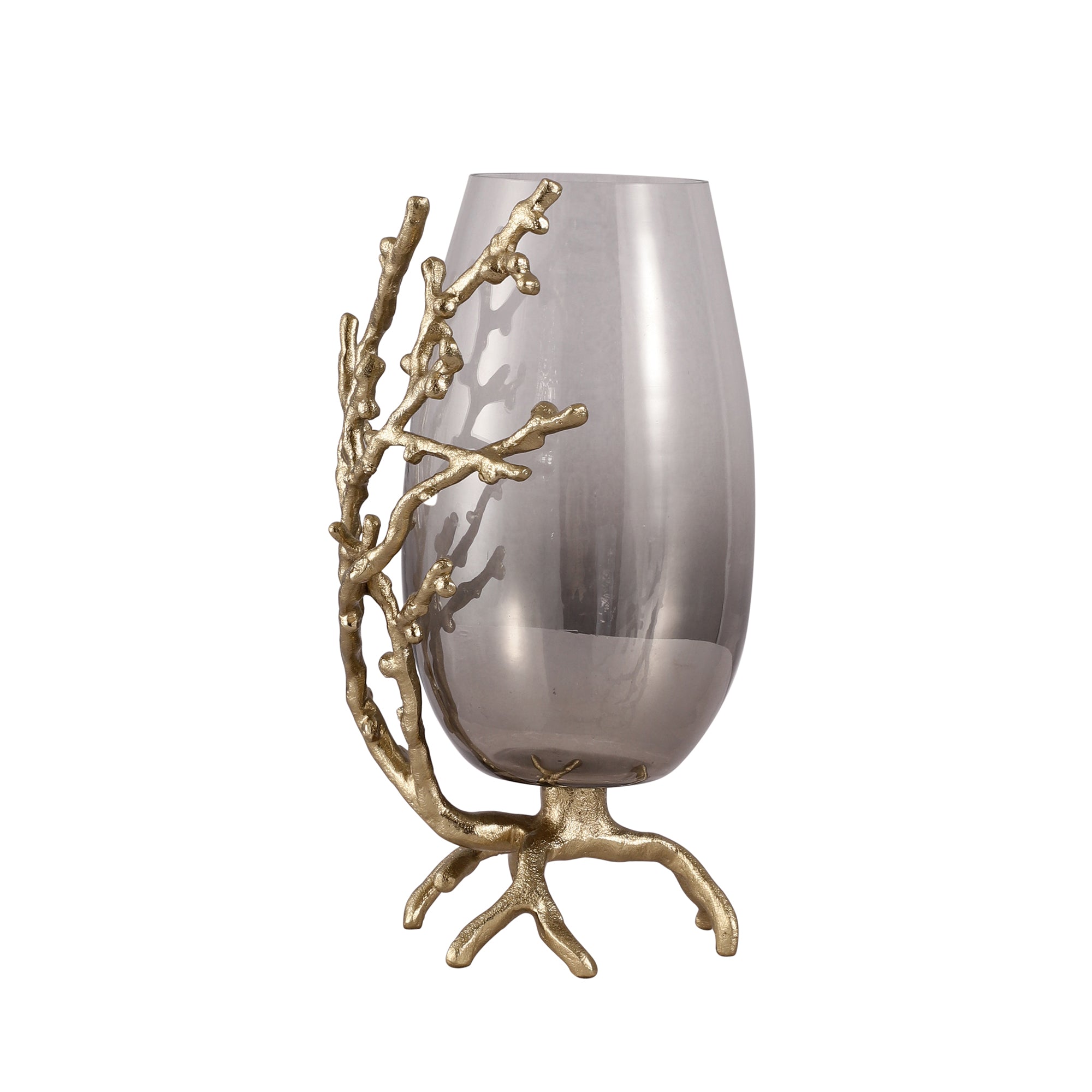 Gold Twig Pattern Glass Vase