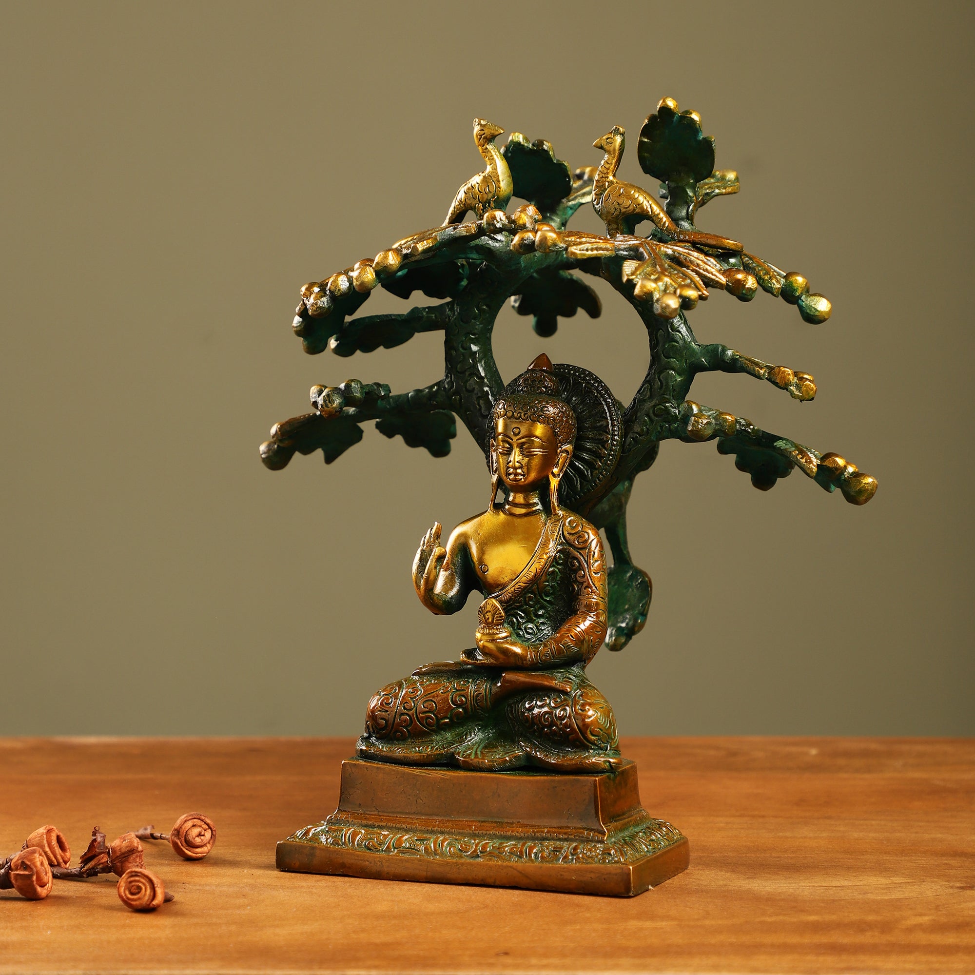 Brass Buddha Bodhi Tree Idol